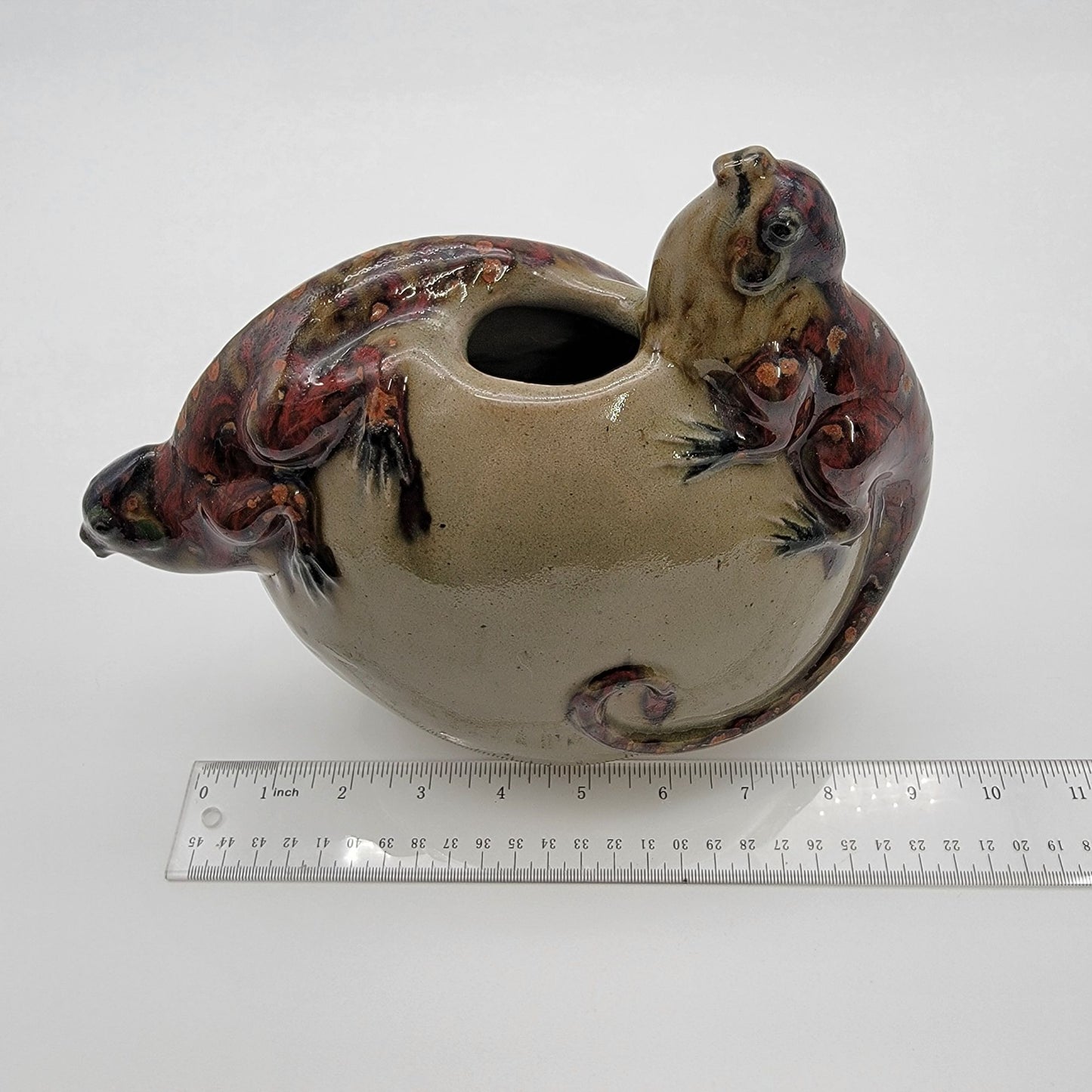 Jorge Wilmot Tonala Pottery Double Iguana Vase