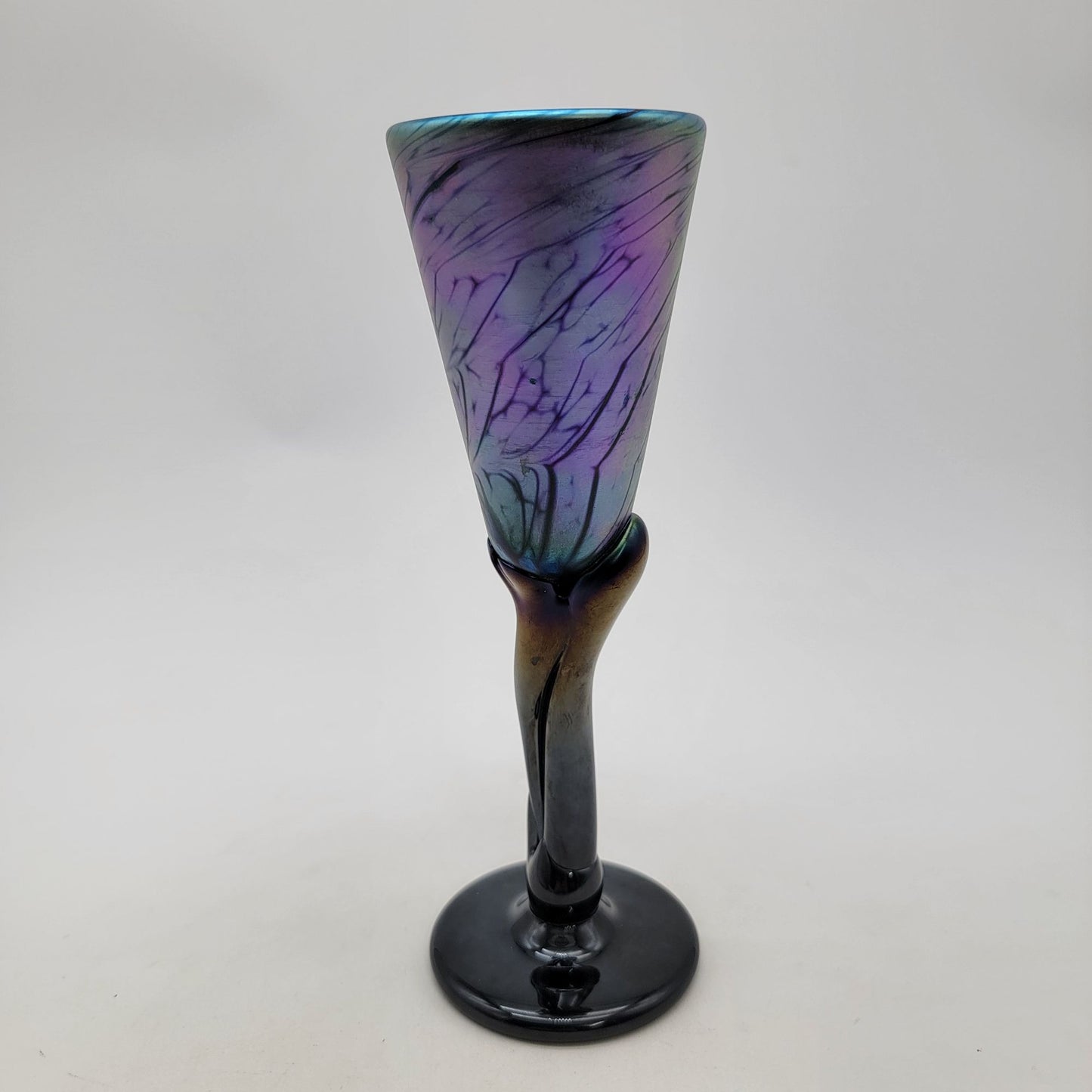 Jim Bush 1995 Iridescent Art Glass Goblet Signed