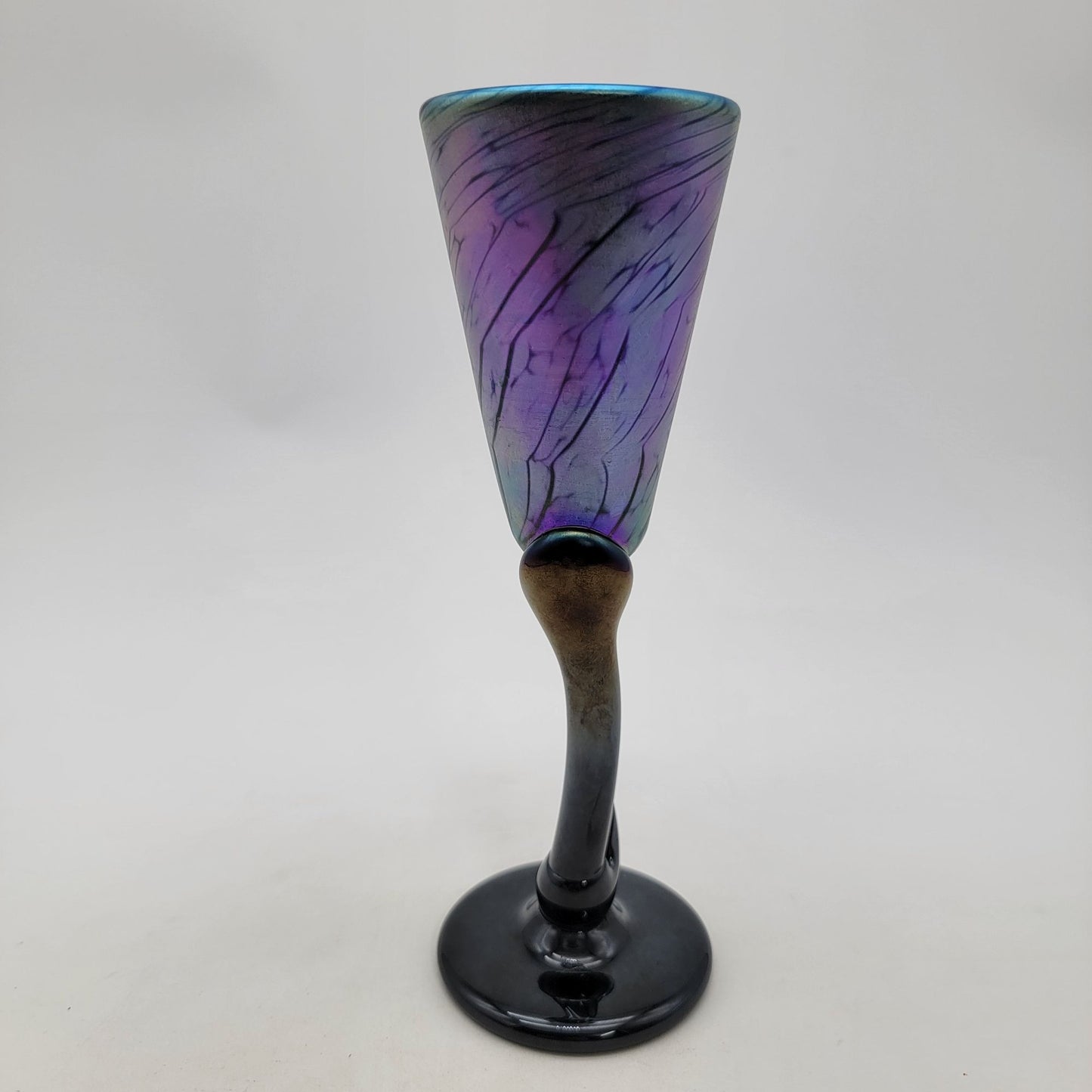 Jim Bush 1995 Iridescent Art Glass Goblet Signed