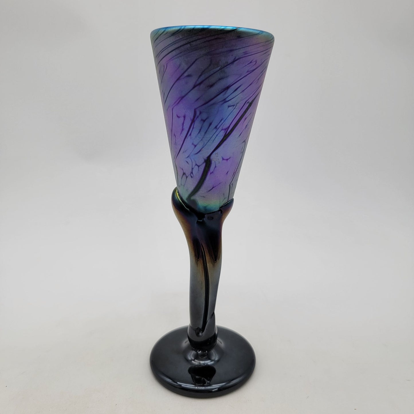Jim Bush 1995 Iridescent Art Glass Goblet Signed