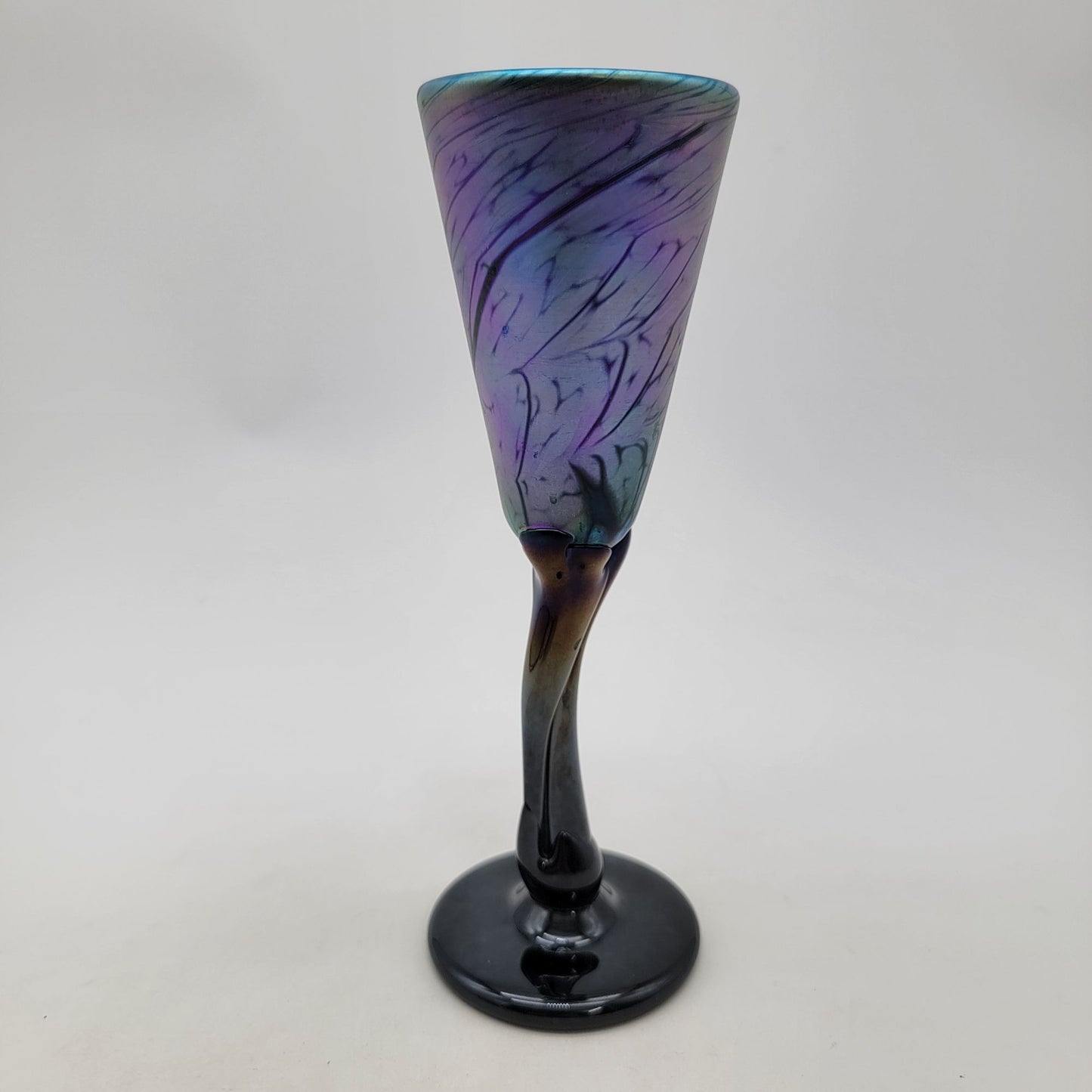 Jim Bush 1995 Iridescent Art Glass Goblet Signed