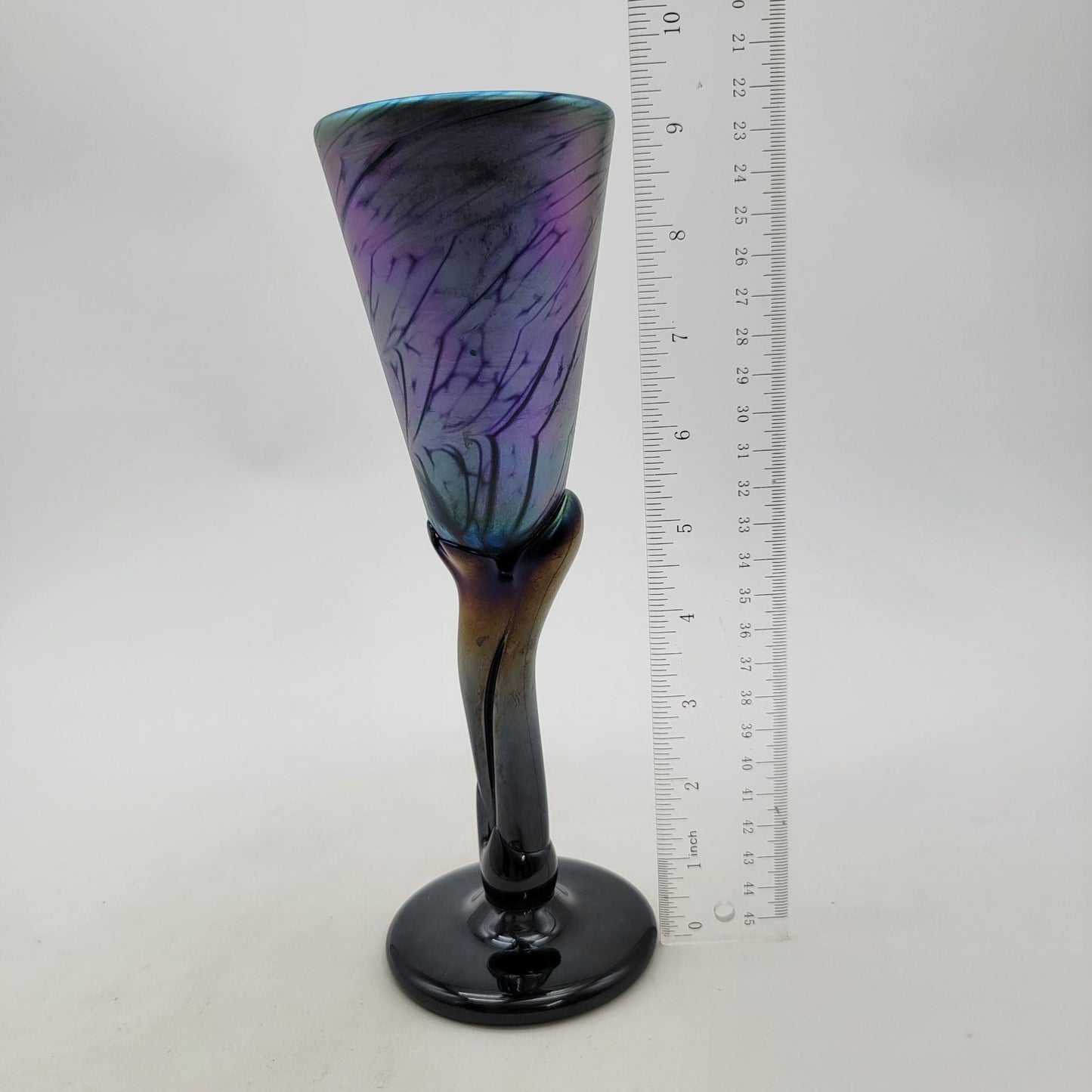 Jim Bush 1995 Iridescent Art Glass Goblet Signed