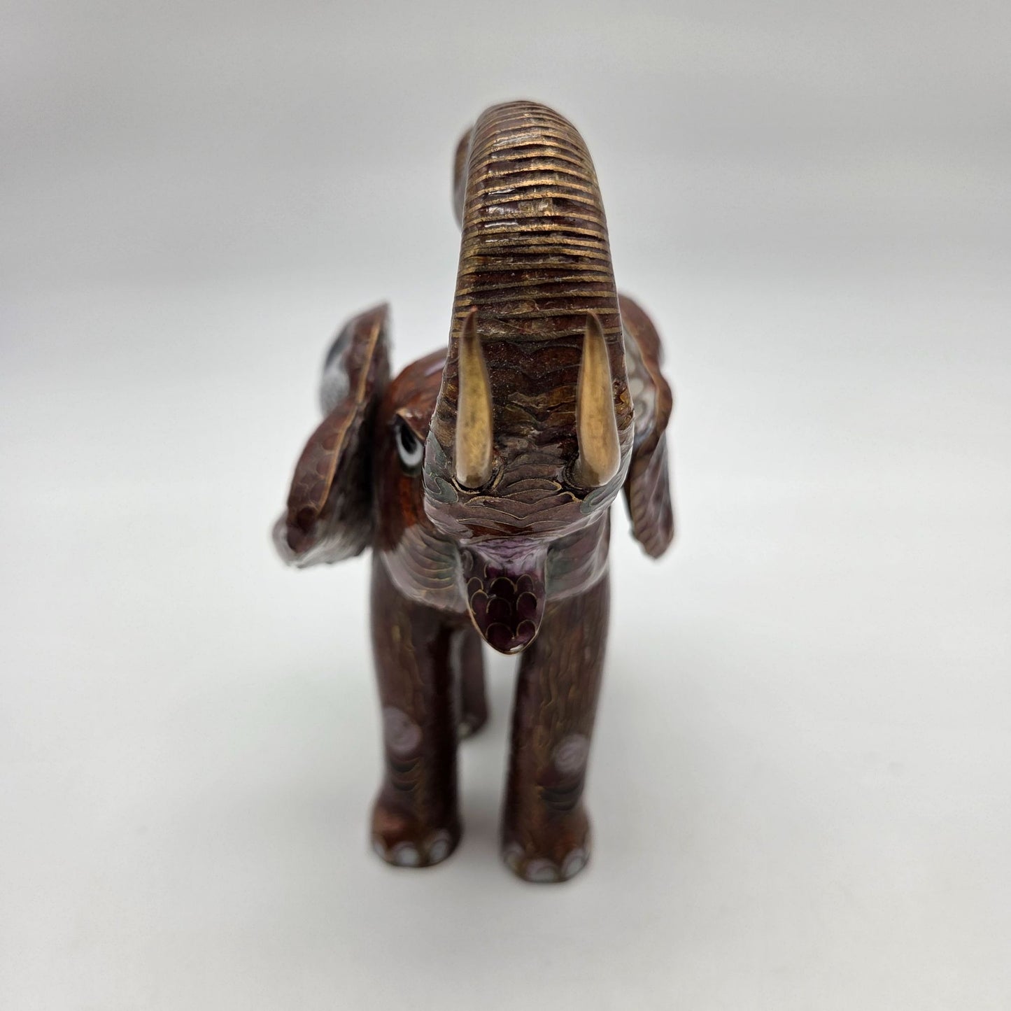 Vintage Cloisonne Elephant Figurine Trunk Up