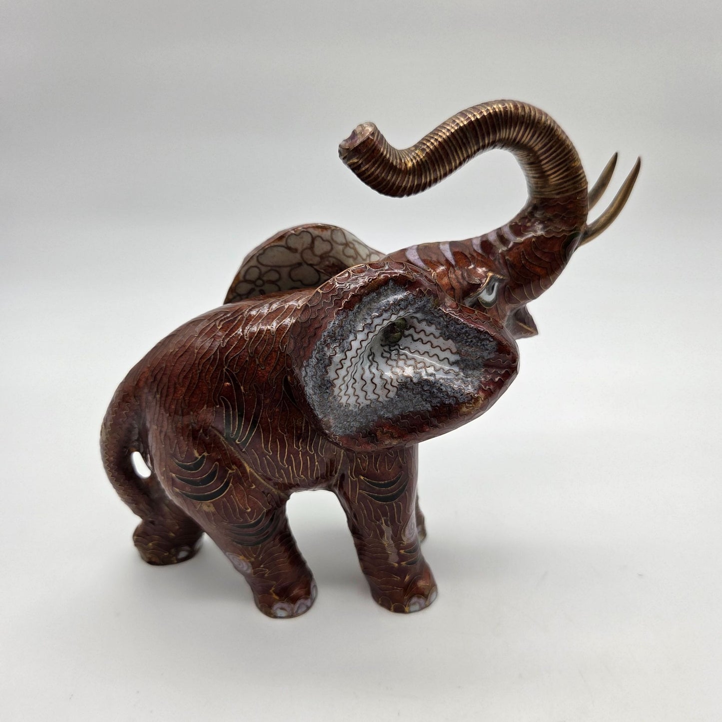 Vintage Cloisonne Elephant Figurine Trunk Up