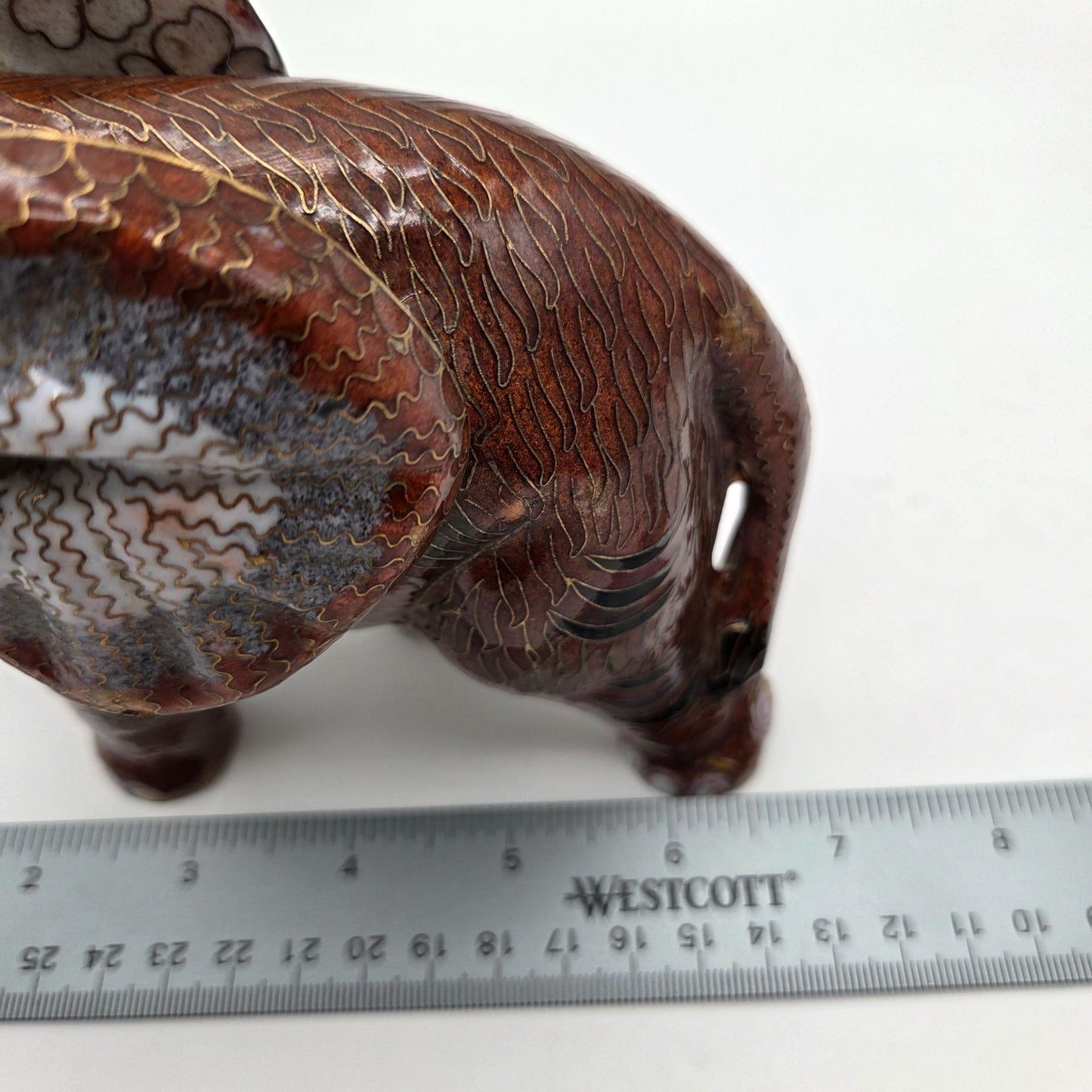 Vintage Cloisonne Elephant Figurine Trunk Up