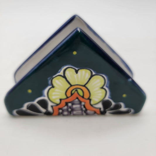 Hand-Painted Mexican Talavera Pottery Napkin Holder