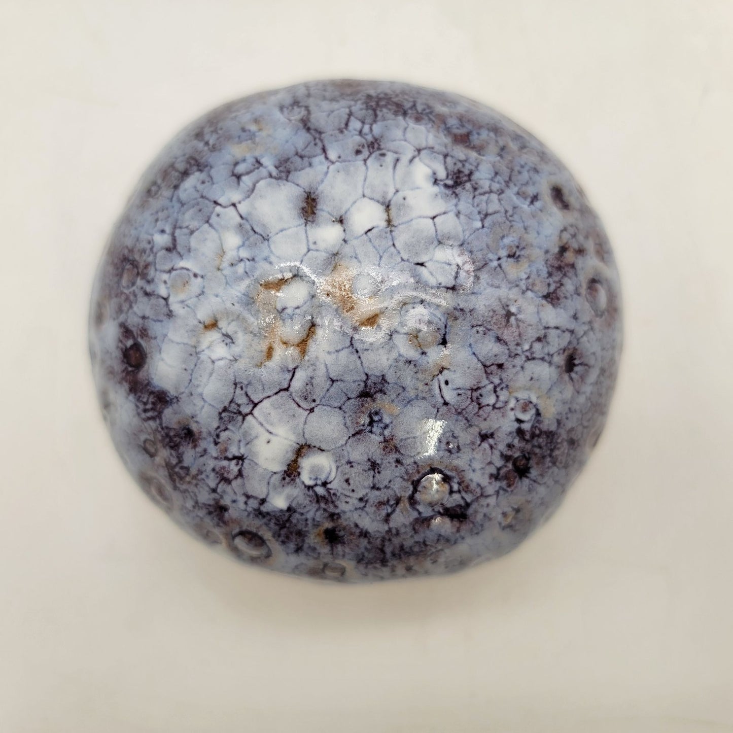 Vintage G. Marquart  Art Pottery Paperweight Blue Glaze Textured Finish Signed