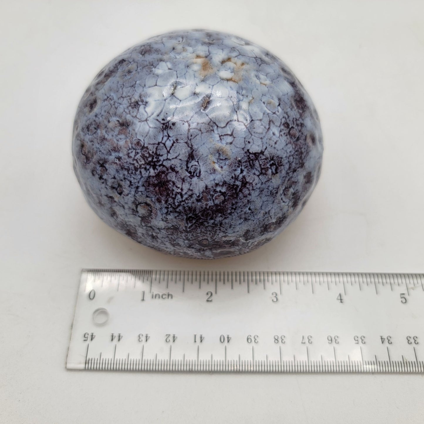 Vintage G. Marquart  Art Pottery Paperweight Blue Glaze Textured Finish Signed