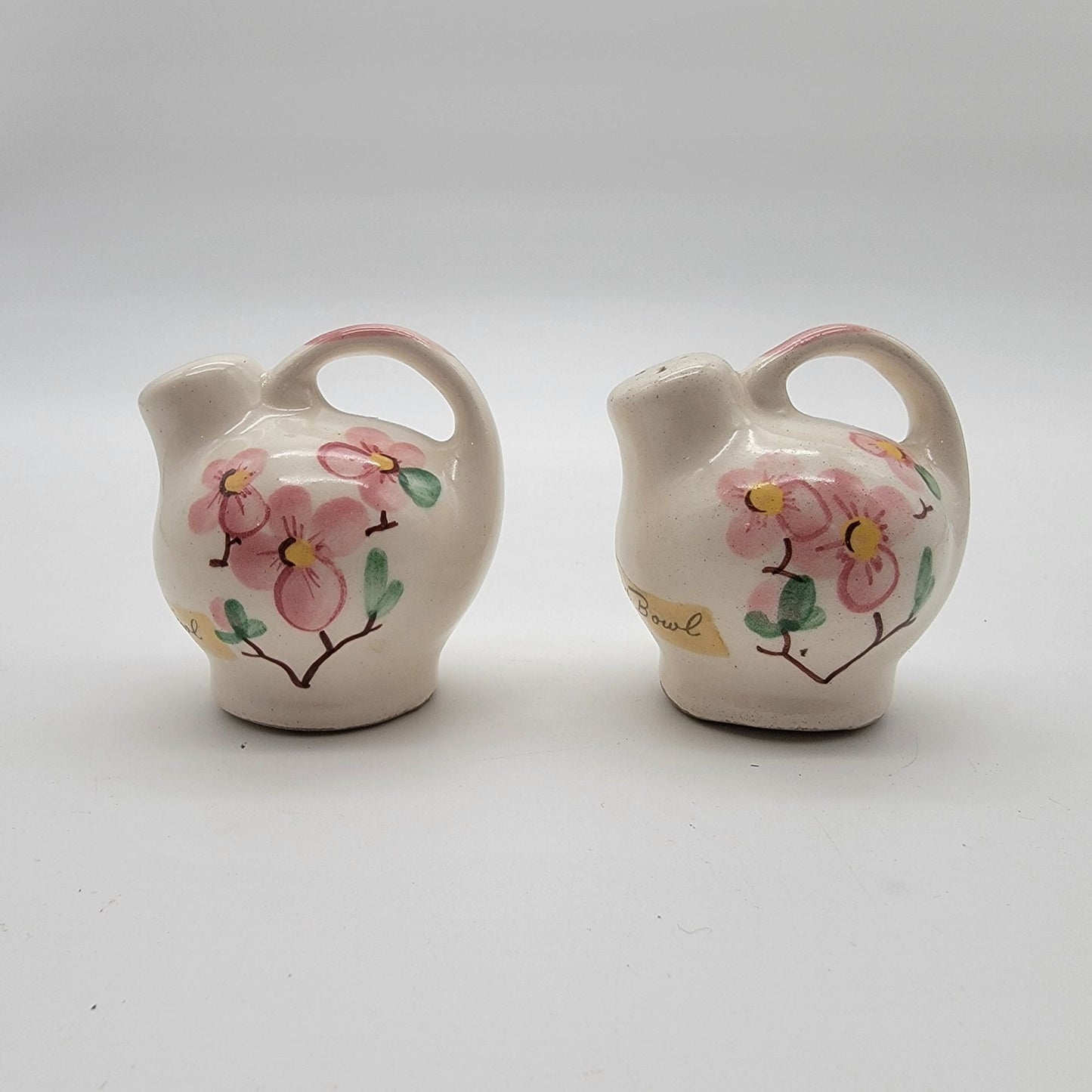 Vintage Hollywood Bowl Cherry Blossom Miniature Pitcher Salt & Pepper Shakers
