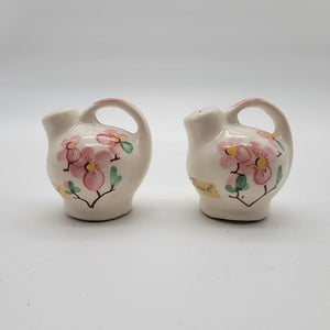 Vintage Hollywood Bowl Cherry Blossom Miniature Pitcher Salt & Pepper Shakers