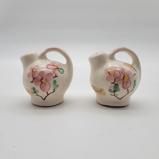 Vintage Hollywood Bowl Cherry Blossom Miniature Pitcher Salt & Pepper Shakers