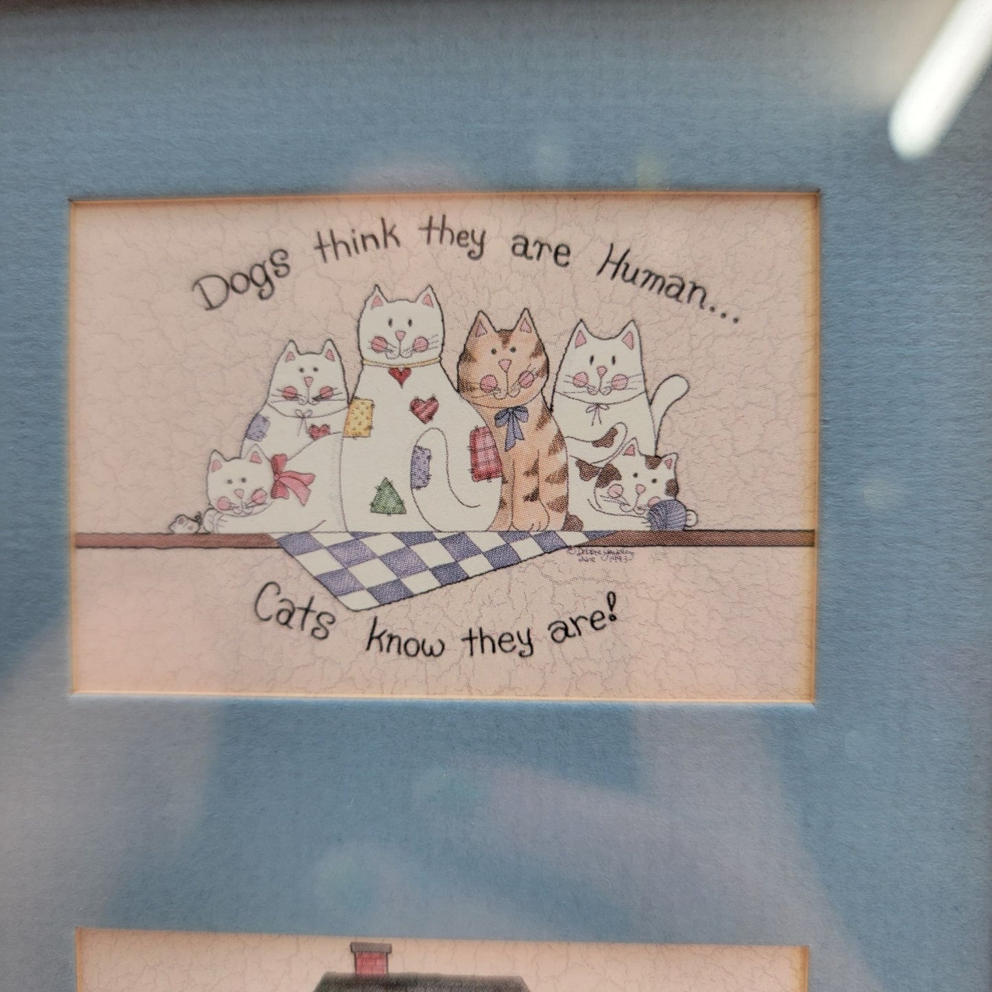 Vintage Framed 3-Prints Folk Art Cats Americana Wall Art