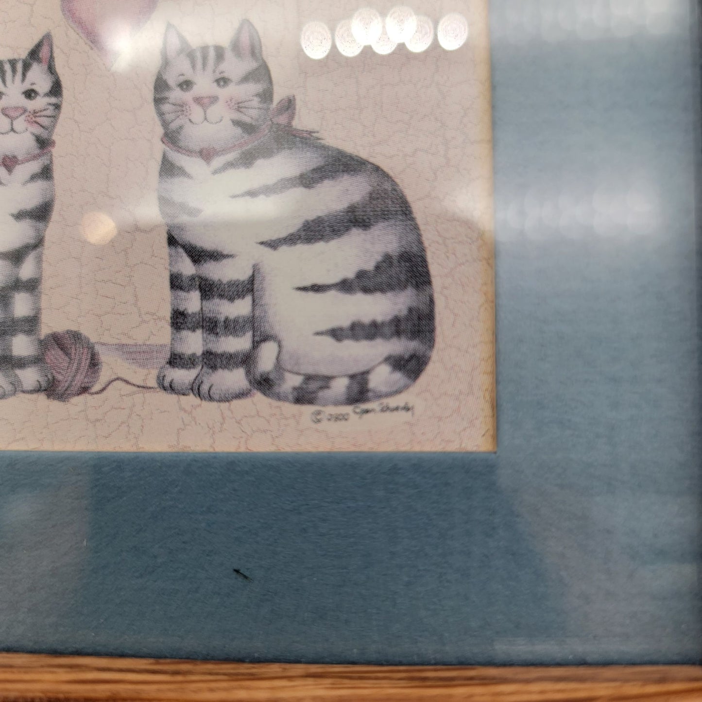 Vintage Framed 3-Prints Folk Art Cats Americana Wall Art