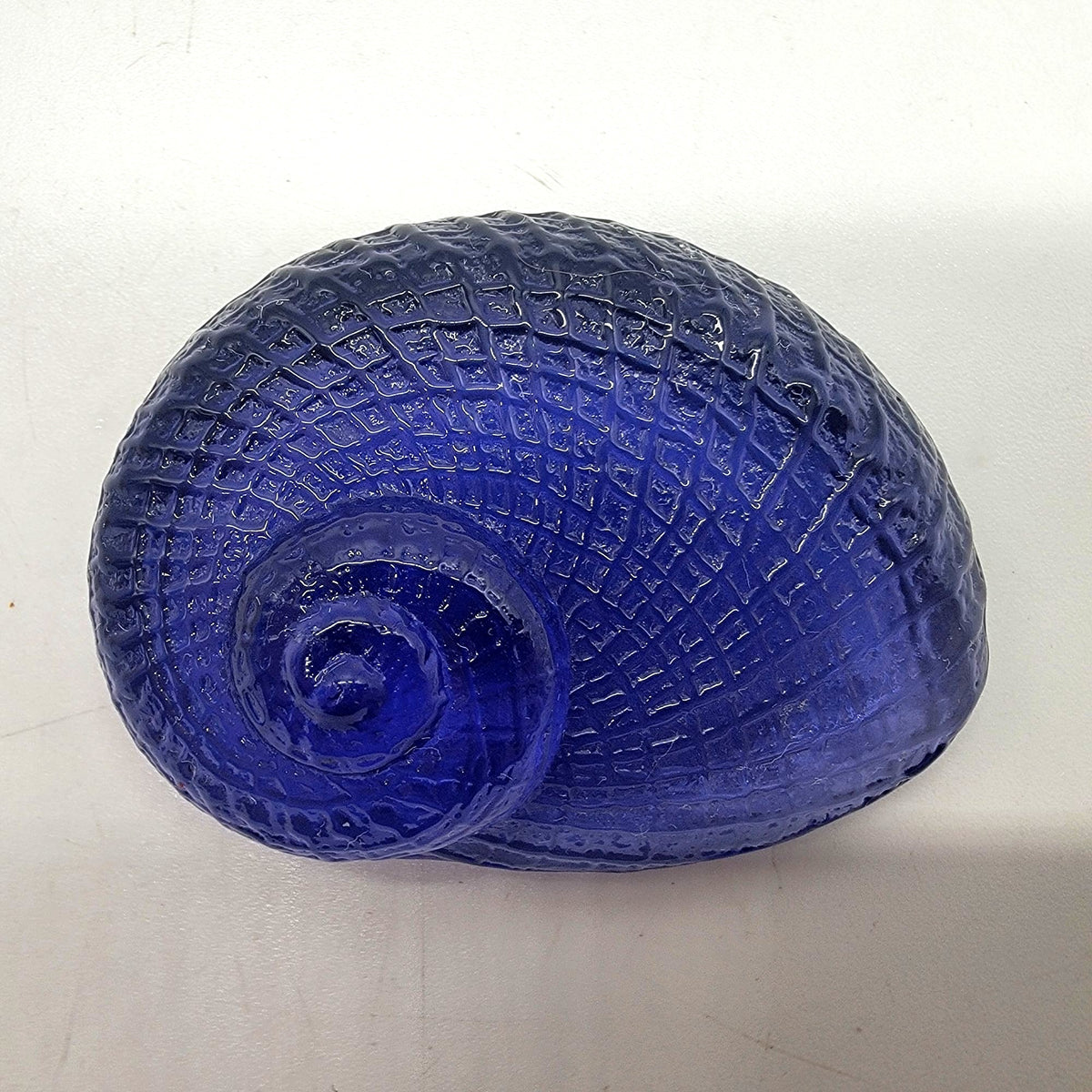 Vintage Cobalt Blue Art Glass Snail Shell Paperweight 3"