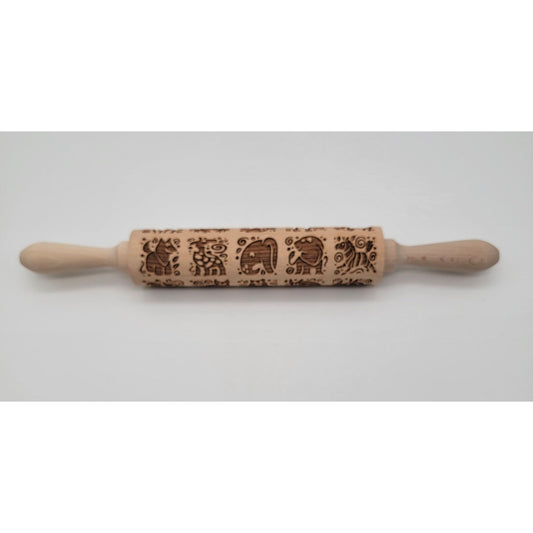 Springerle Wooden Rolling Pin With Animals