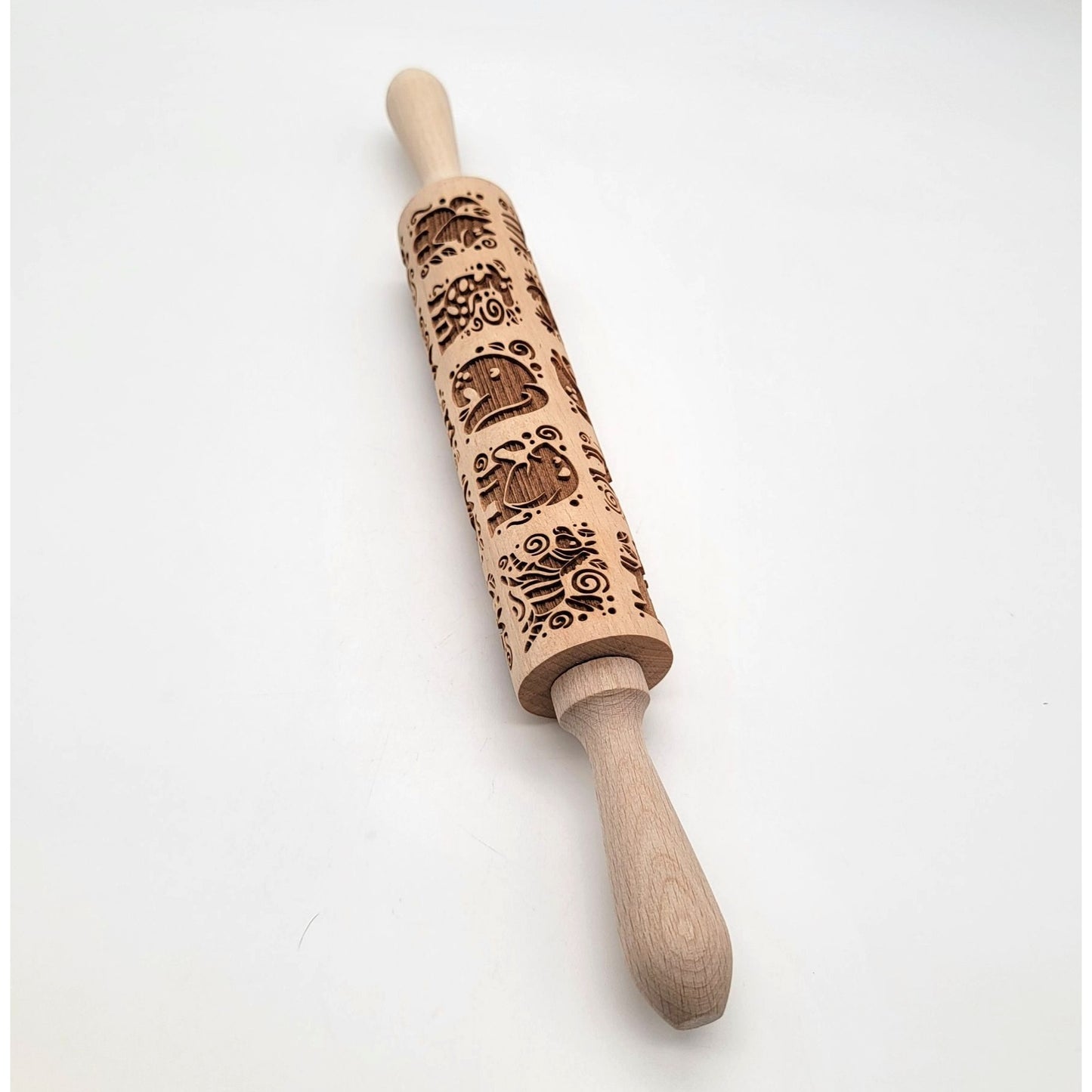Springerle Wooden Rolling Pin With Animals