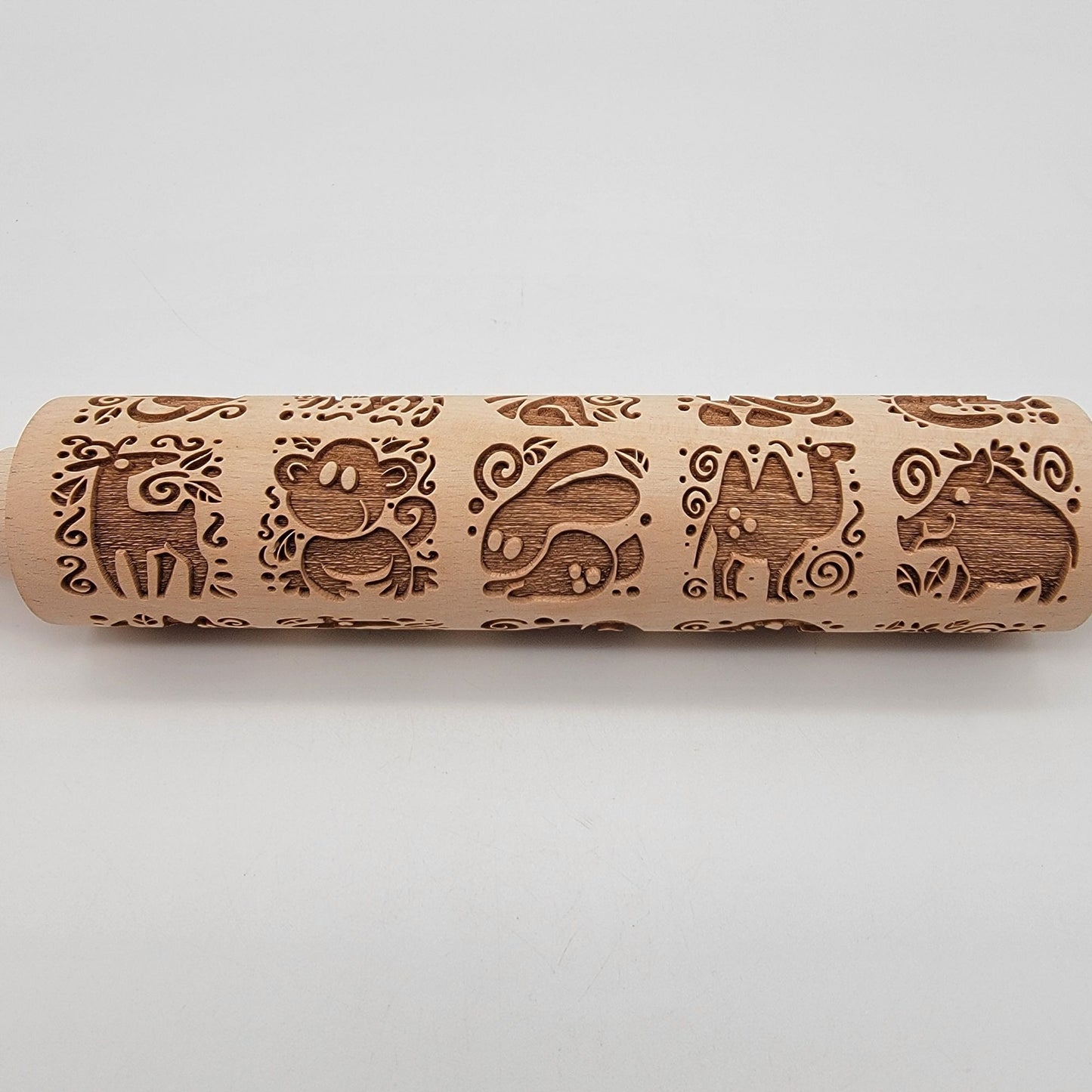 Springerle Wooden Rolling Pin With Animals