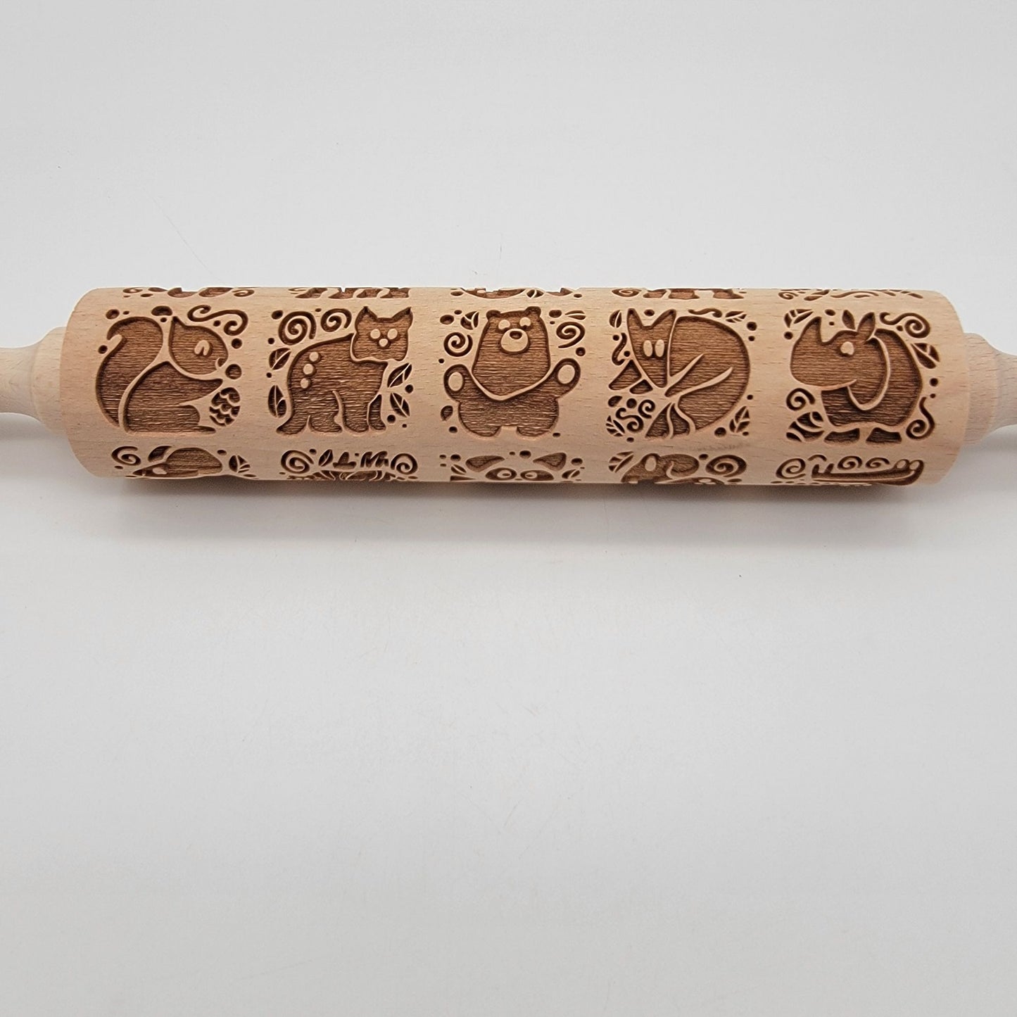 Springerle Wooden Rolling Pin With Animals