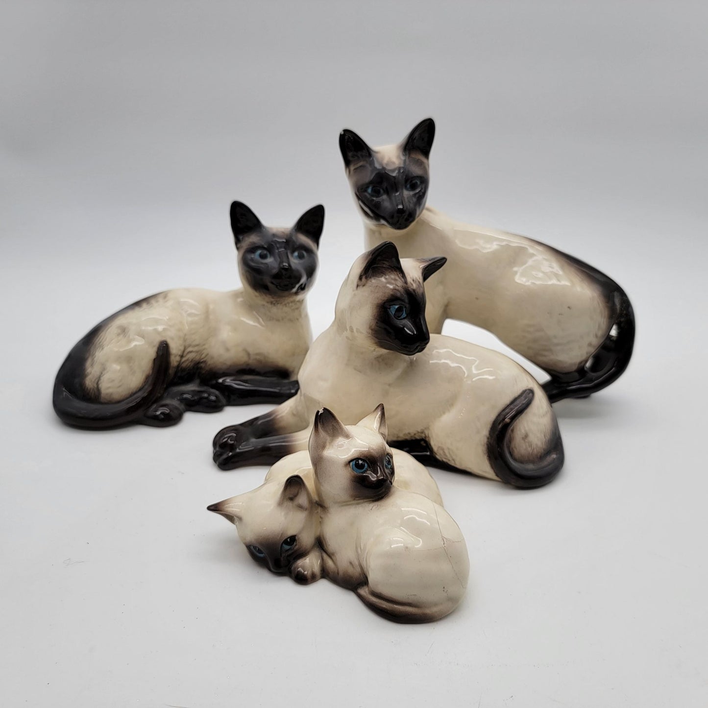 Beswick Siamese Cat Figurines Set of 4 (2 as found)