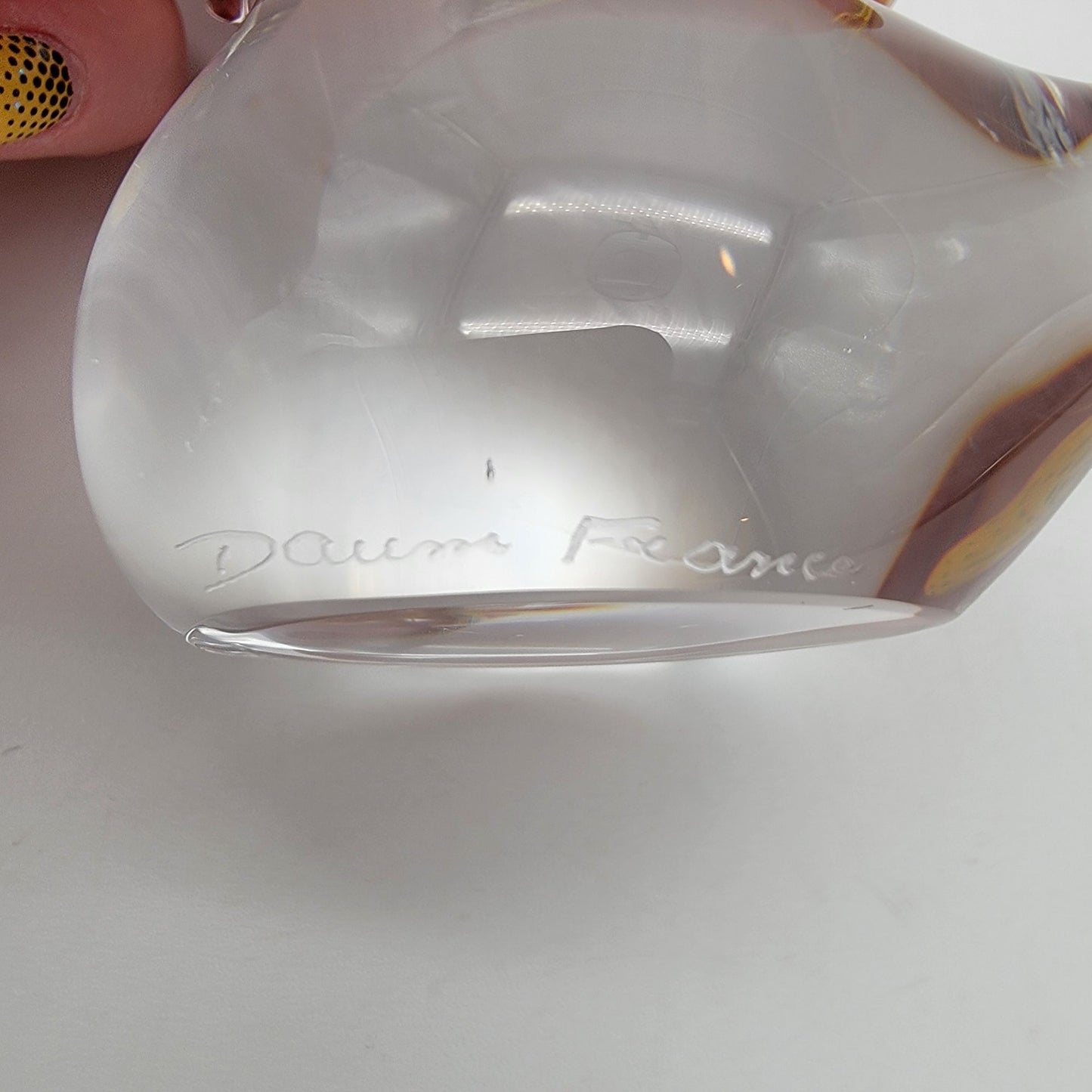 Daum France Crystal Glass Bird Paperweight 1980's