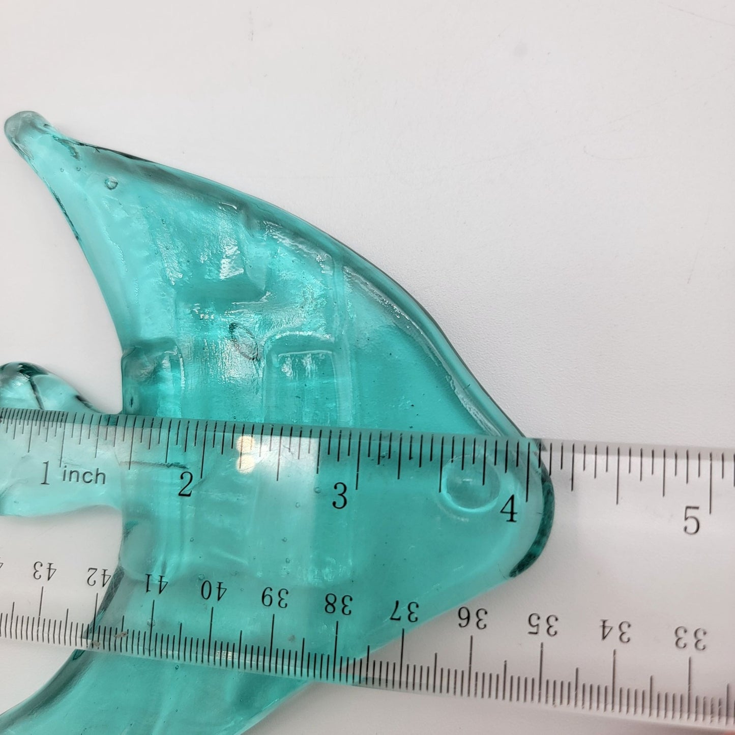 Set Of 3 Vintage Recycled Glass Teal Blue Angel Fish Sculptures