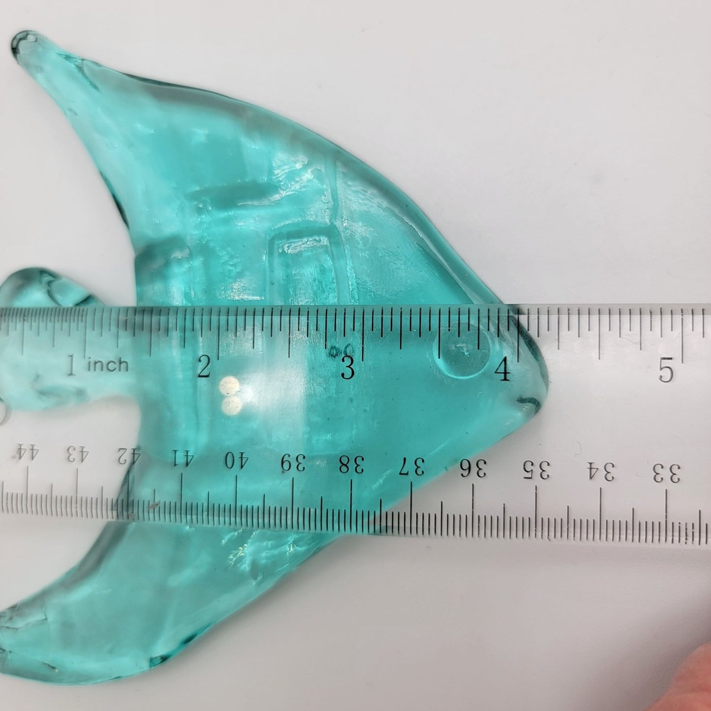 Set Of 3 Vintage Recycled Glass Teal Blue Angel Fish Sculptures