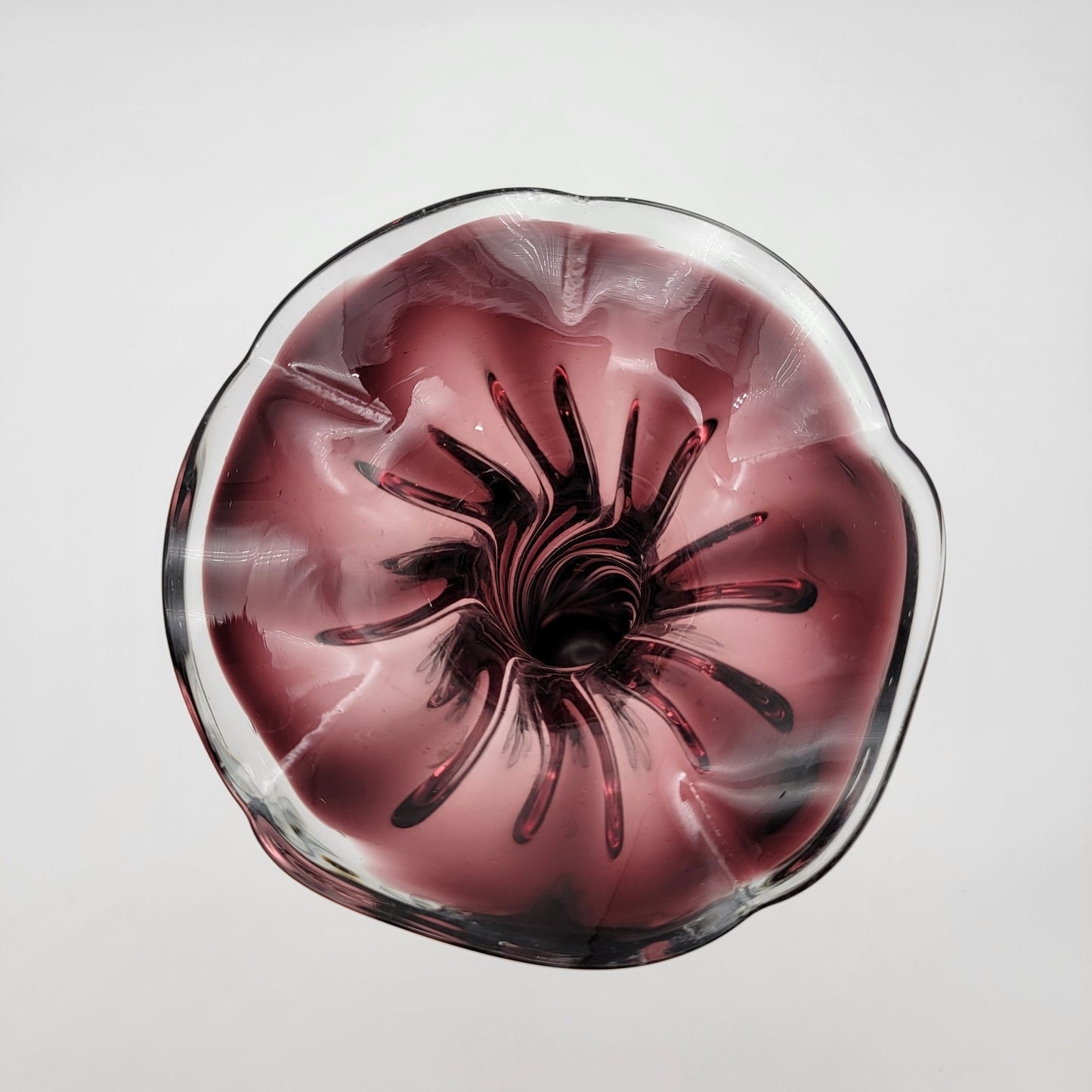 Vintage Cavalier Art Glass Twisted Dark Amethyst Purple Vase