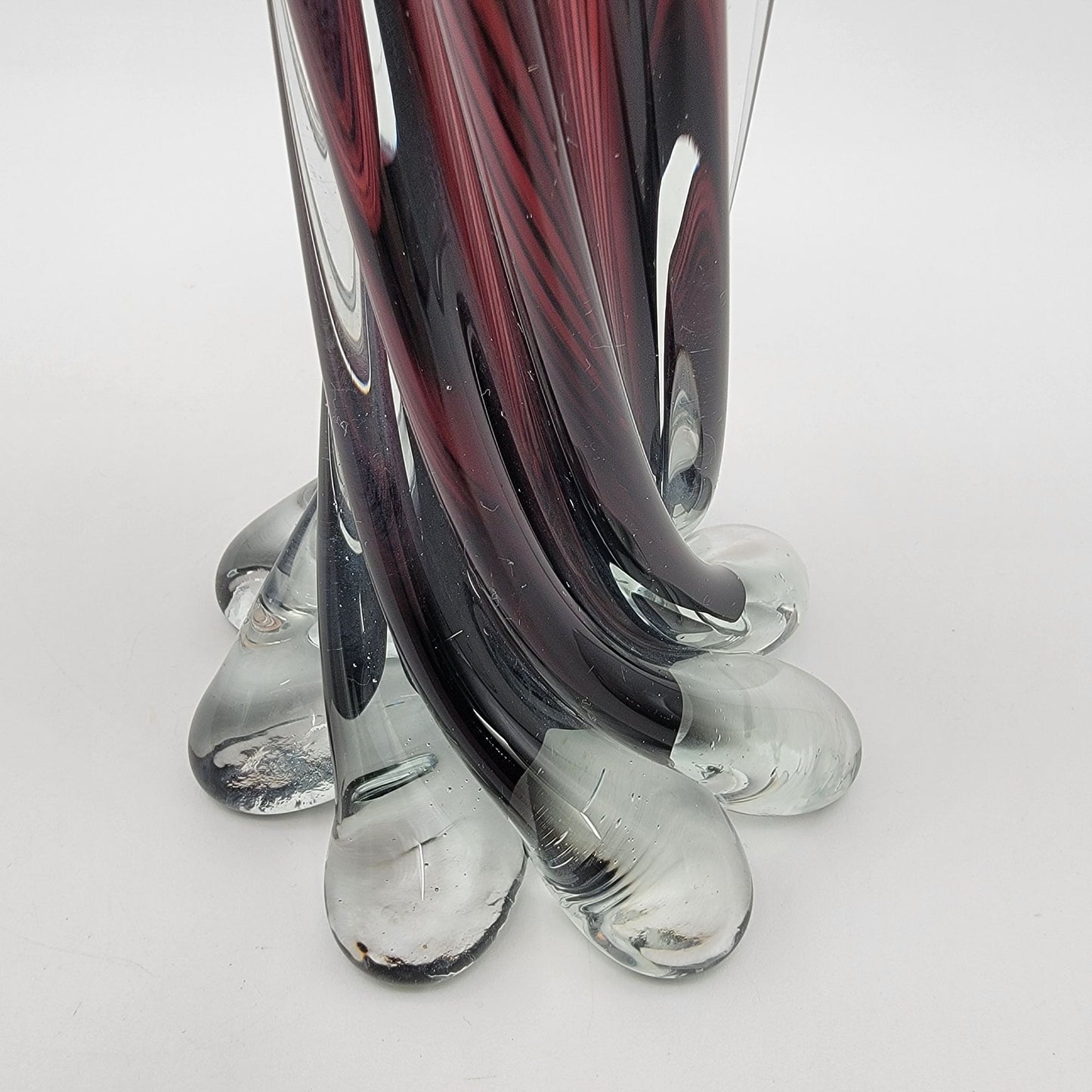 Vintage Cavalier Art Glass Twisted Dark Amethyst Purple Vase
