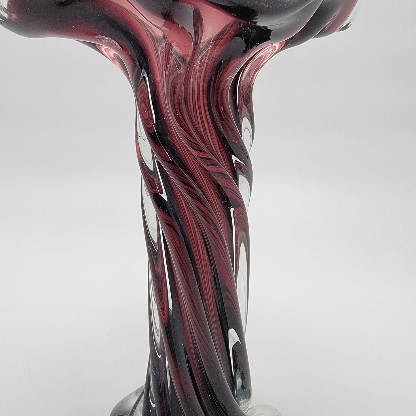 Vintage Cavalier Art Glass Twisted Dark Amethyst Purple Vase