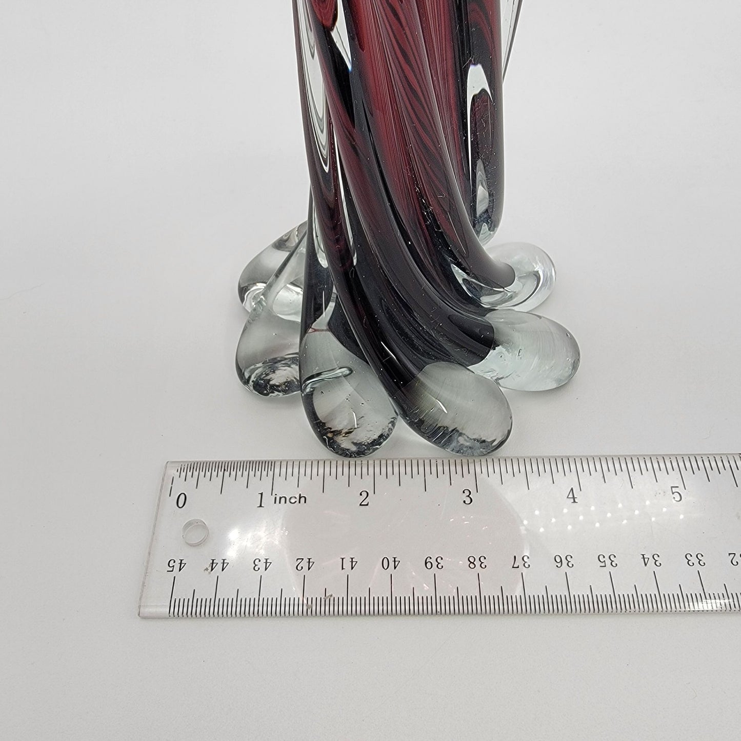 Vintage Cavalier Art Glass Twisted Dark Amethyst Purple Vase