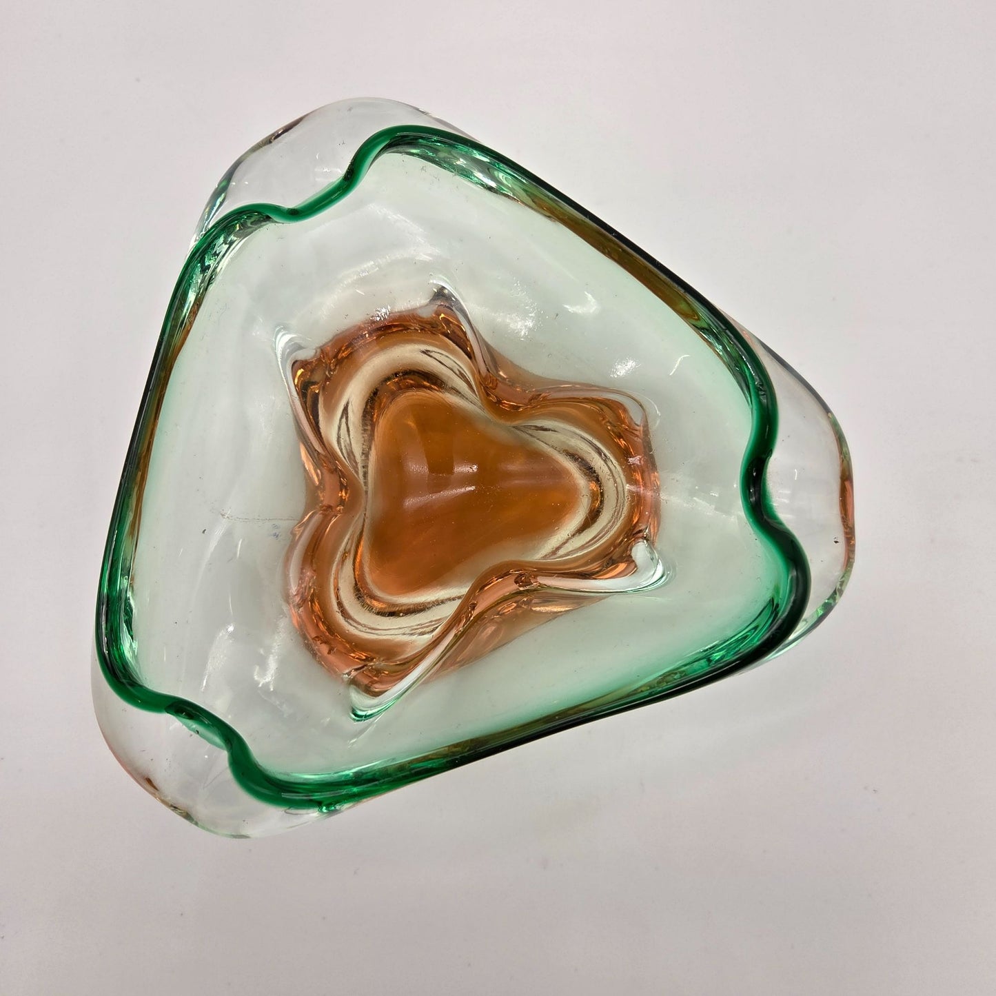 Bohemian Sommerso Watermelon Art Glass Ashtray
