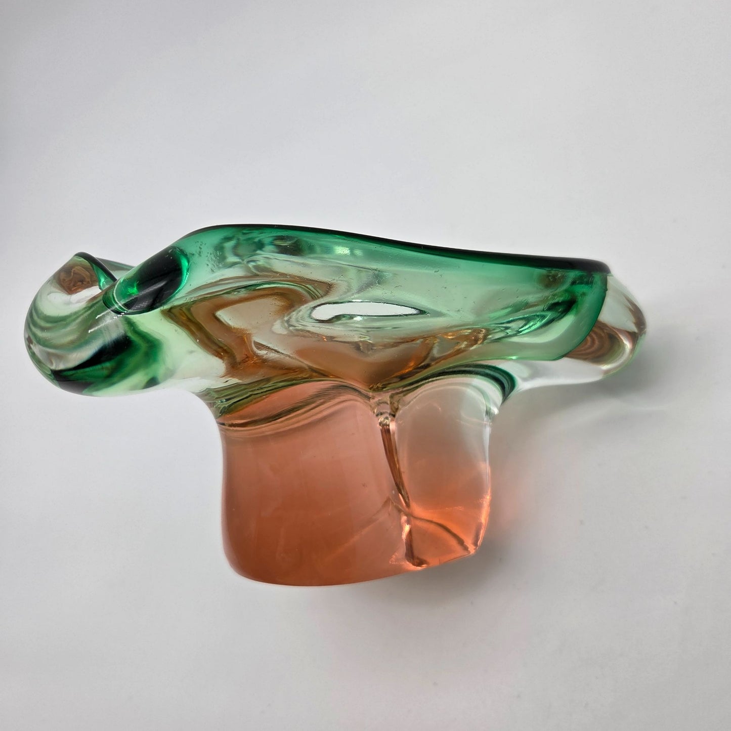 Bohemian Sommerso Watermelon Art Glass Ashtray