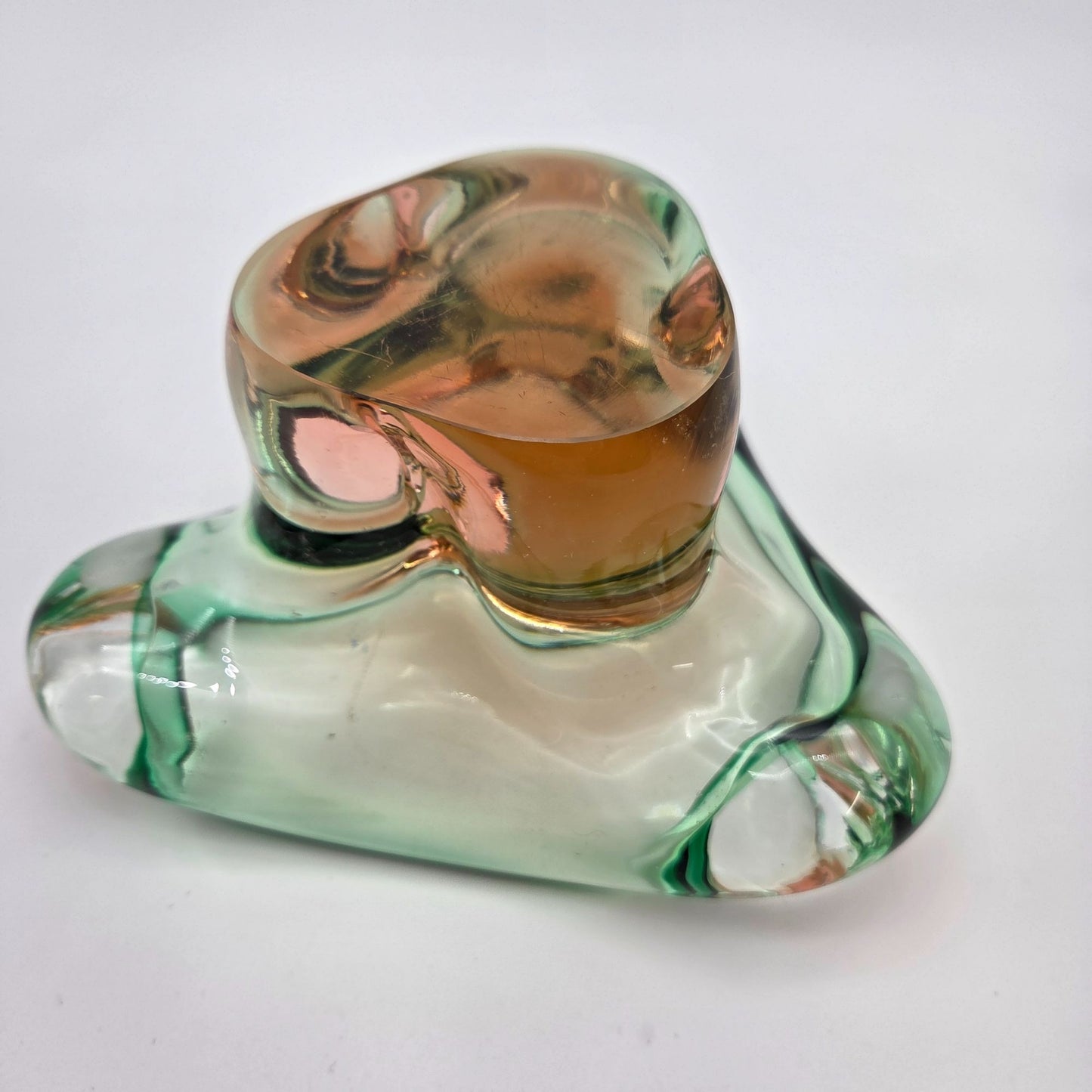 Bohemian Sommerso Watermelon Art Glass Ashtray
