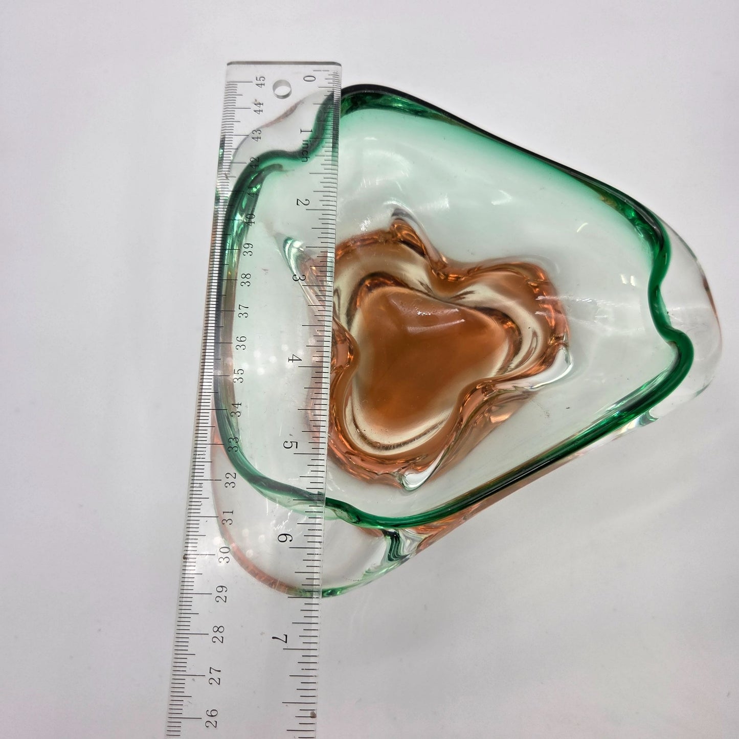 Bohemian Sommerso Watermelon Art Glass Ashtray
