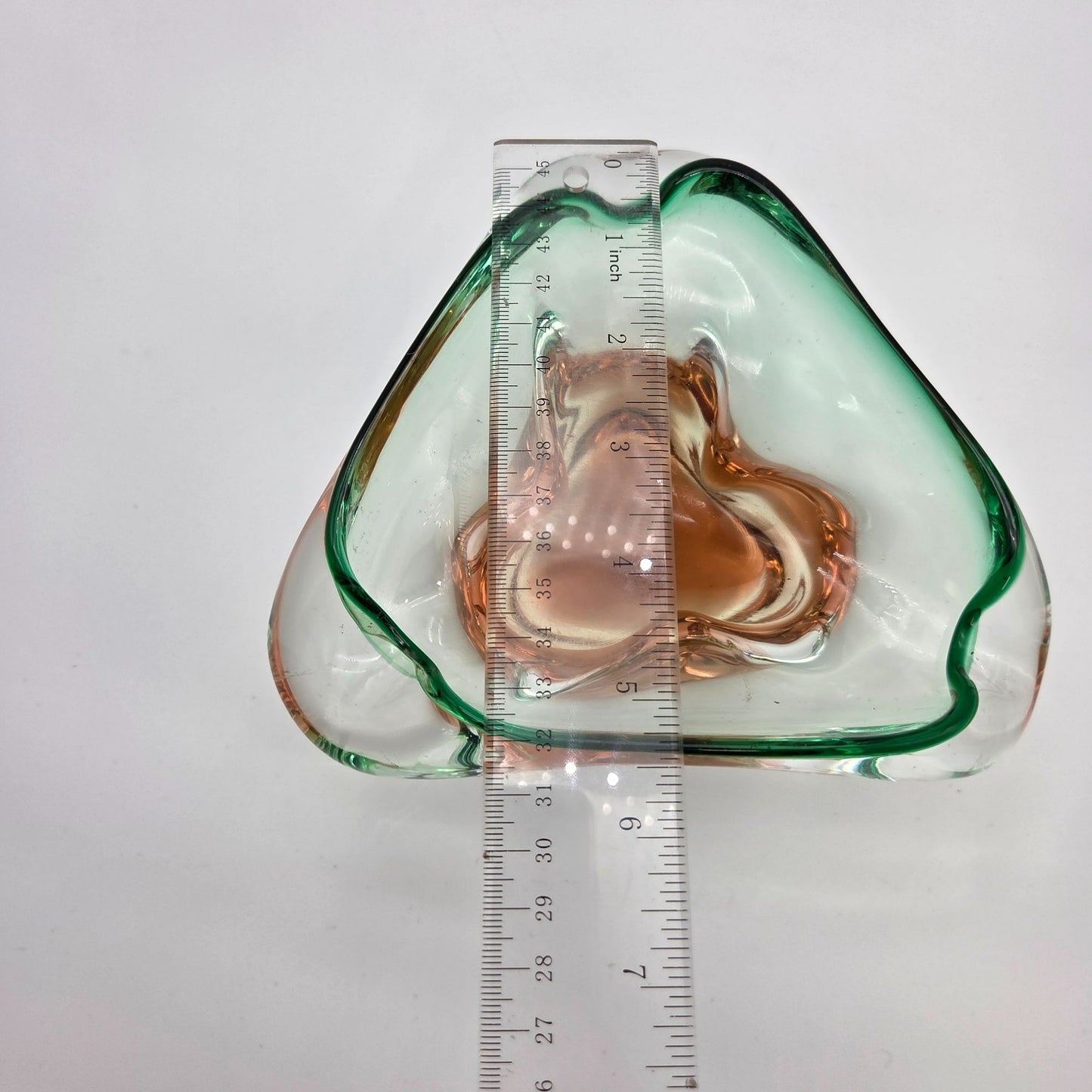 Bohemian Sommerso Watermelon Art Glass Ashtray
