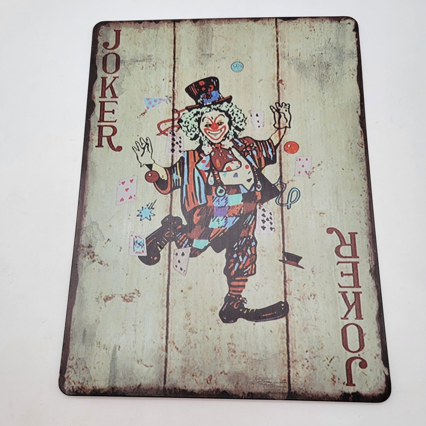 Vintage Joker Card Metal Wall Sign - Clown