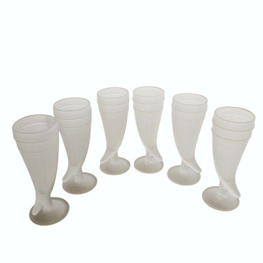 Set of 6 Vintage Indiana Tiara Frosted Glass Powder Horn Pilsner Beer Glasses