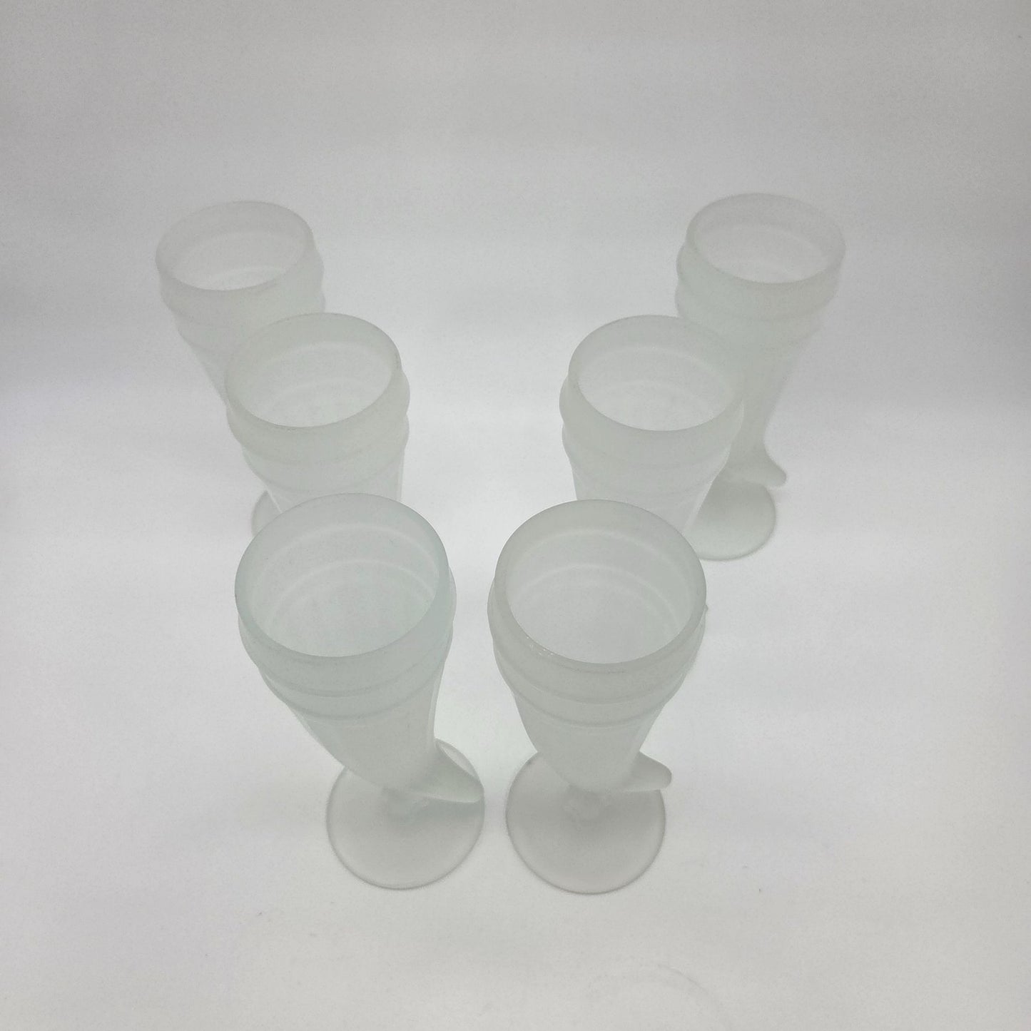 Set of 6 Vintage Indiana Tiara Frosted Glass Powder Horn Pilsner Beer Glasses