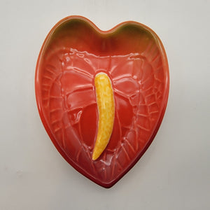 Tropical Clay Hawaiian Pottery Anthurium Flower Trinket Dish