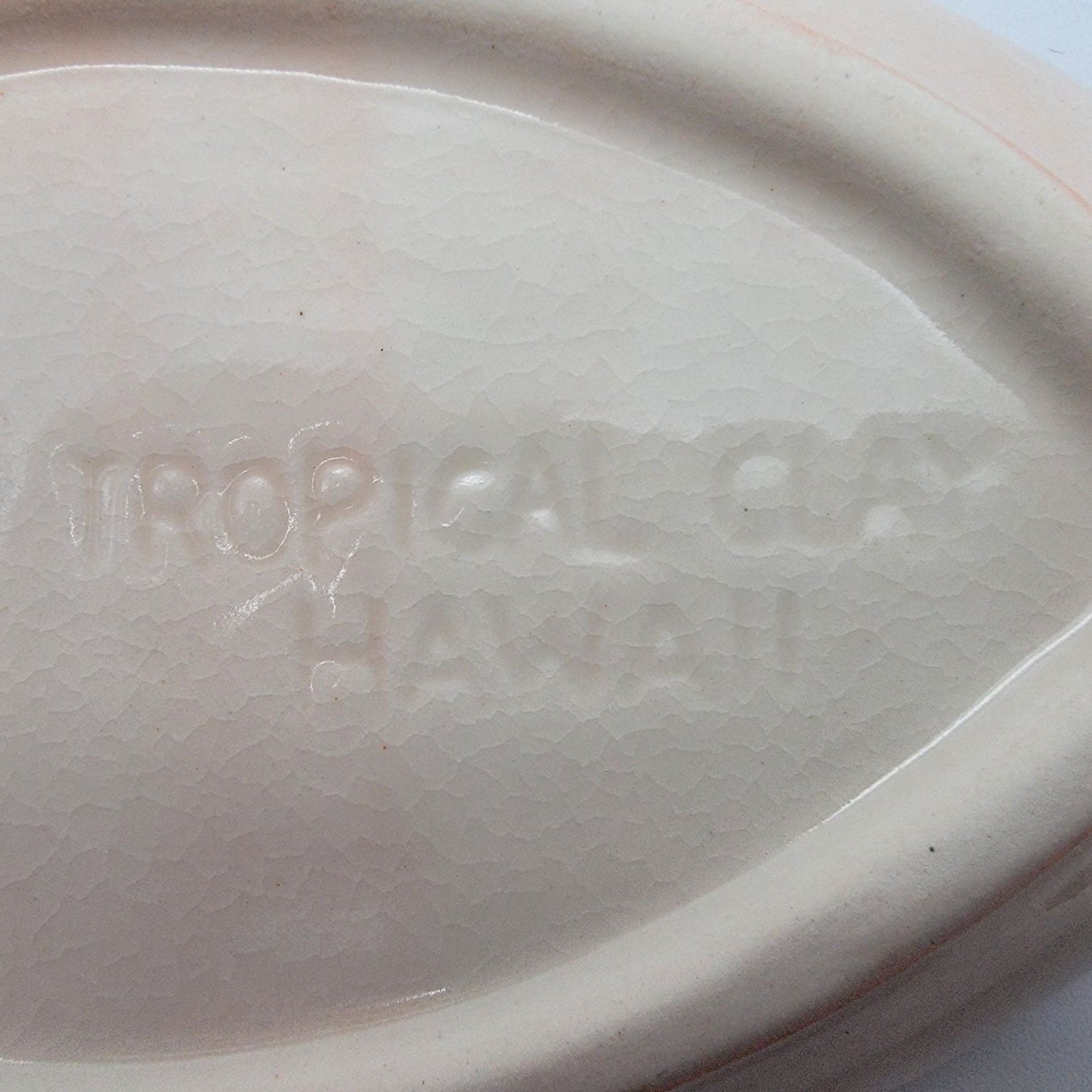 Tropical Clay Hawaiian Pottery Anthurium Flower Trinket Dish