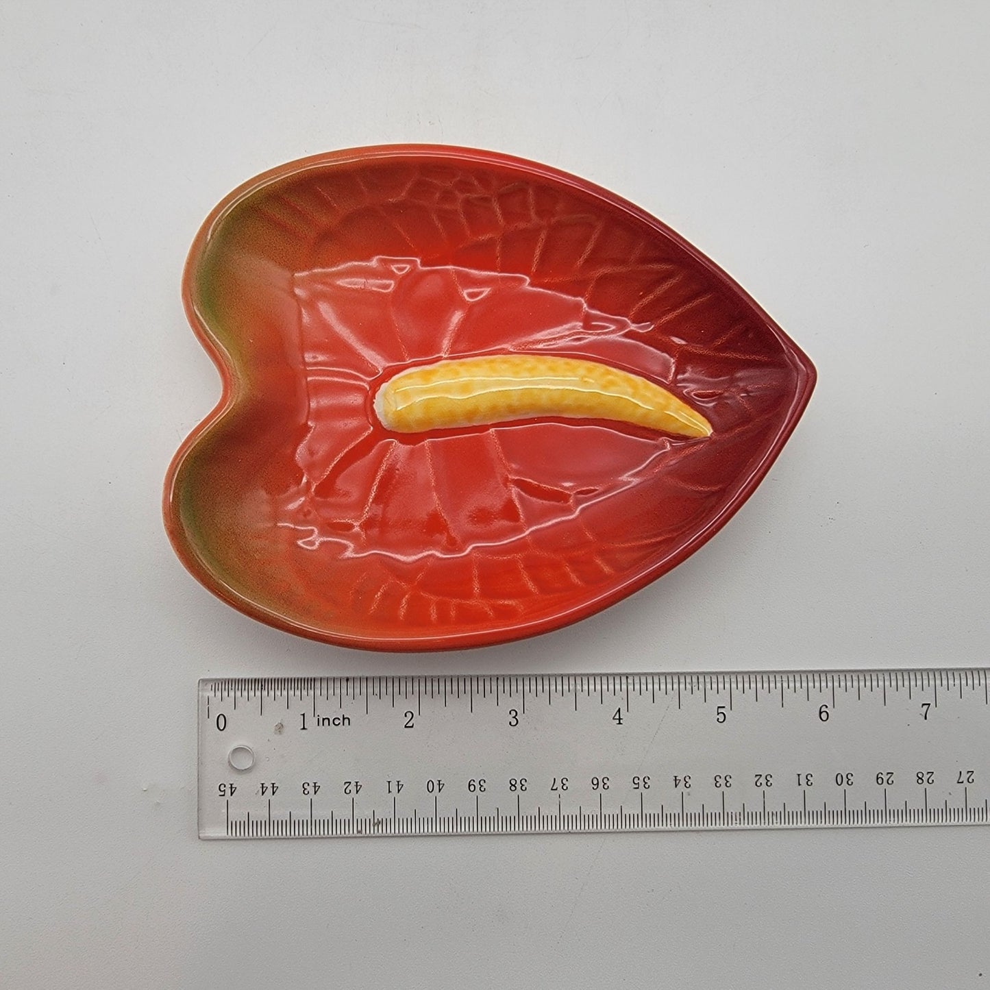 Tropical Clay Hawaiian Pottery Anthurium Flower Trinket Dish