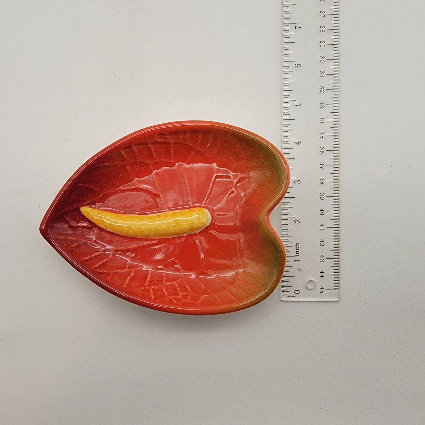 Tropical Clay Hawaiian Pottery Anthurium Flower Trinket Dish