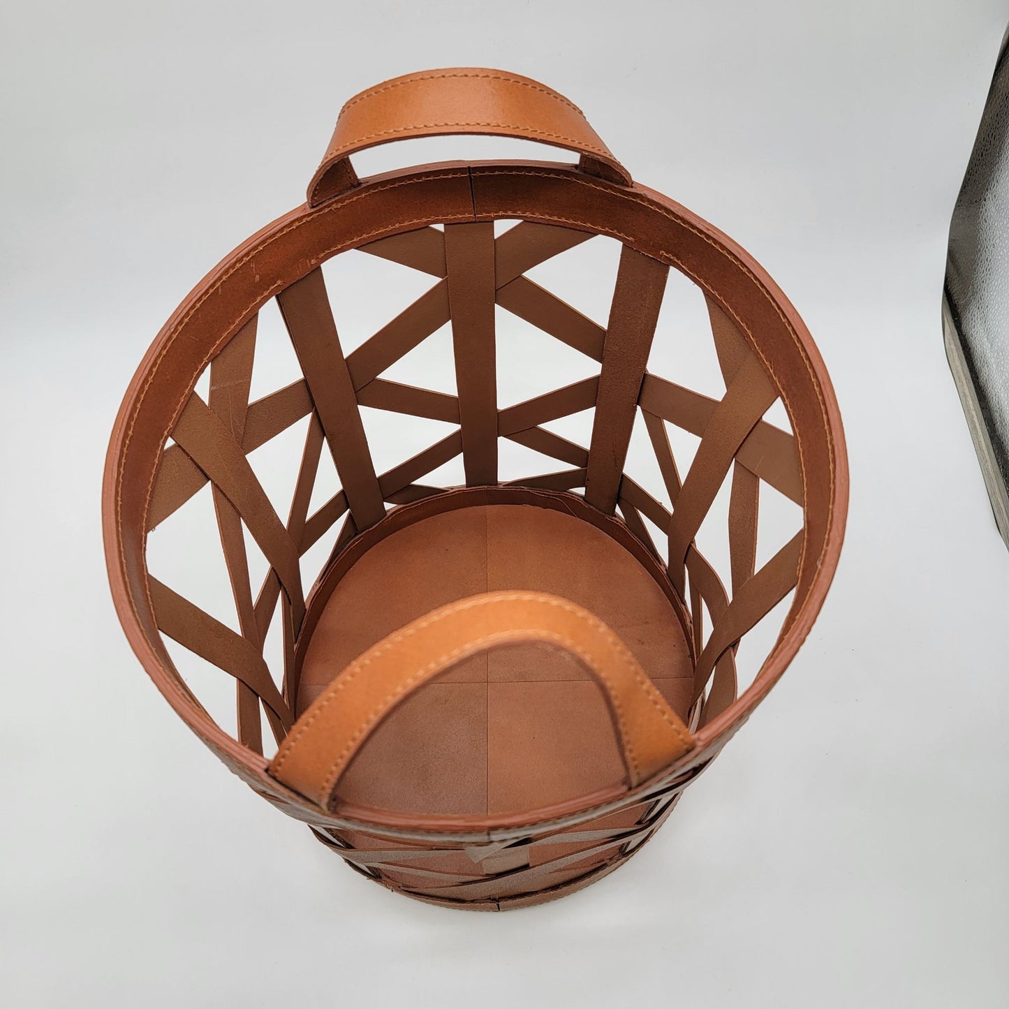 Magnolia Home Faux Leather Straps & Wood Basket