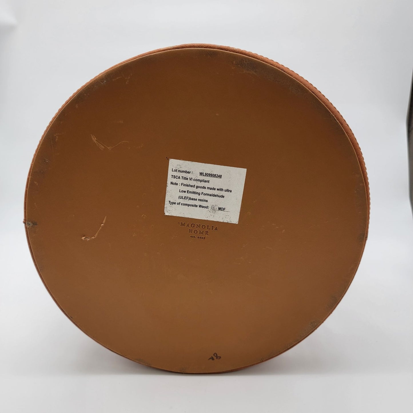 Magnolia Home Faux Leather Straps & Wood Basket