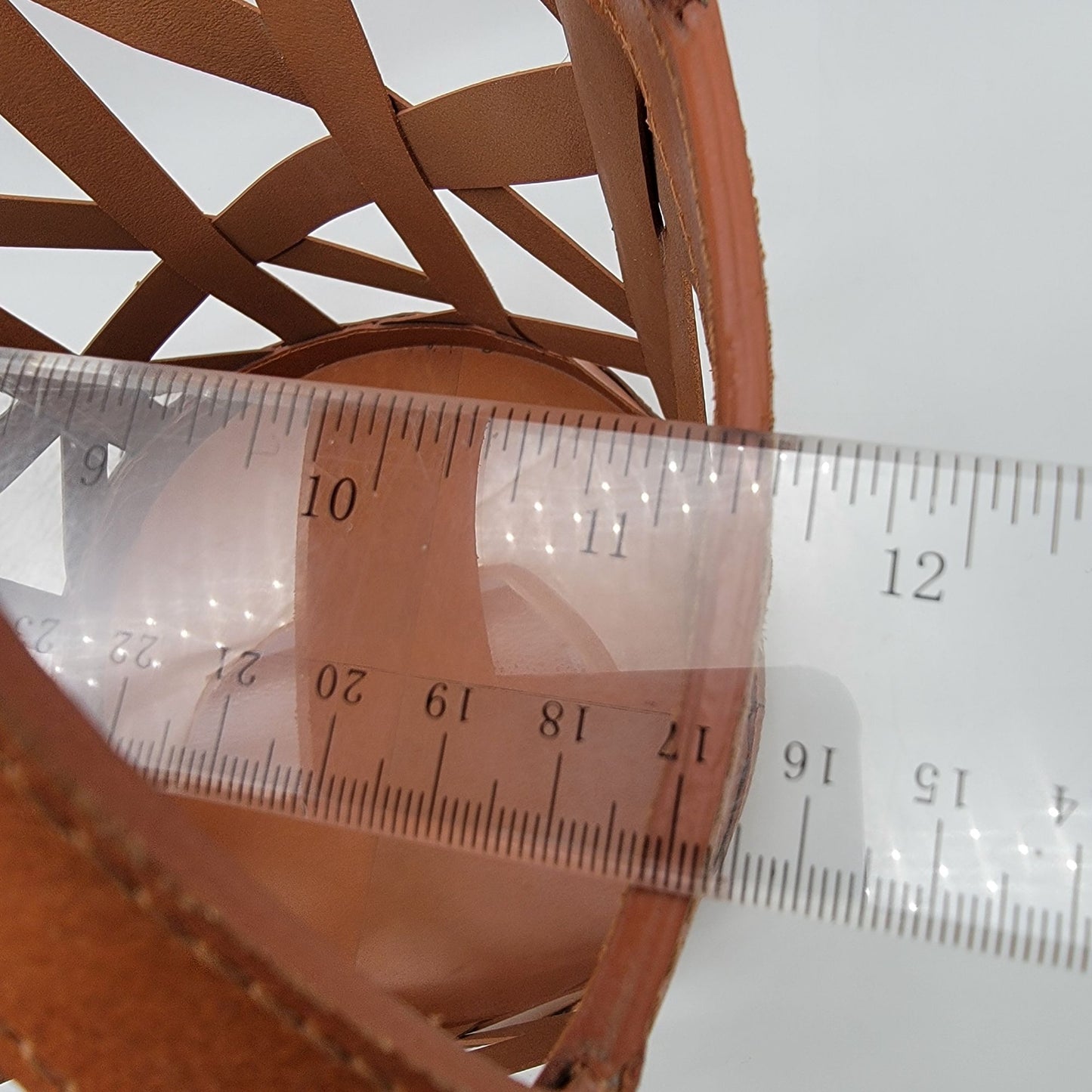 Magnolia Home Faux Leather Straps & Wood Basket