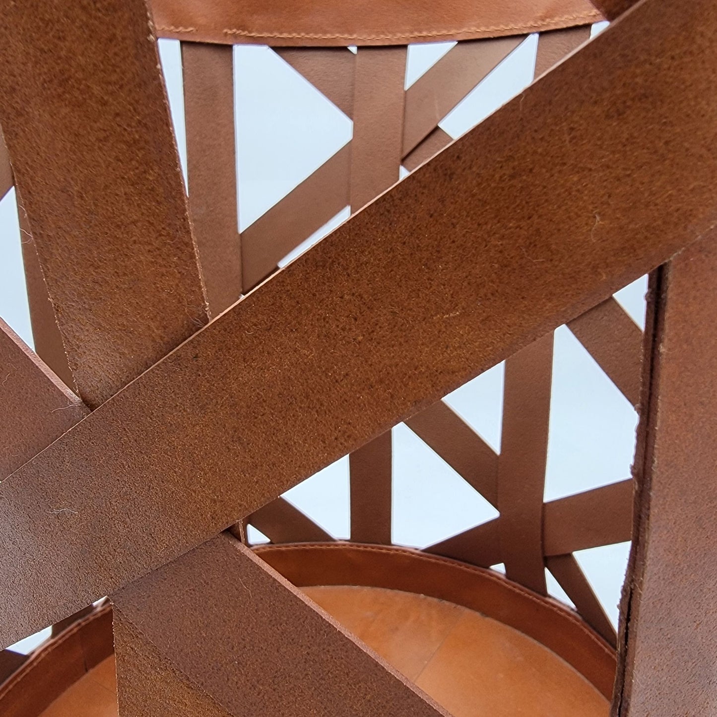 Magnolia Home Faux Leather Straps & Wood Basket