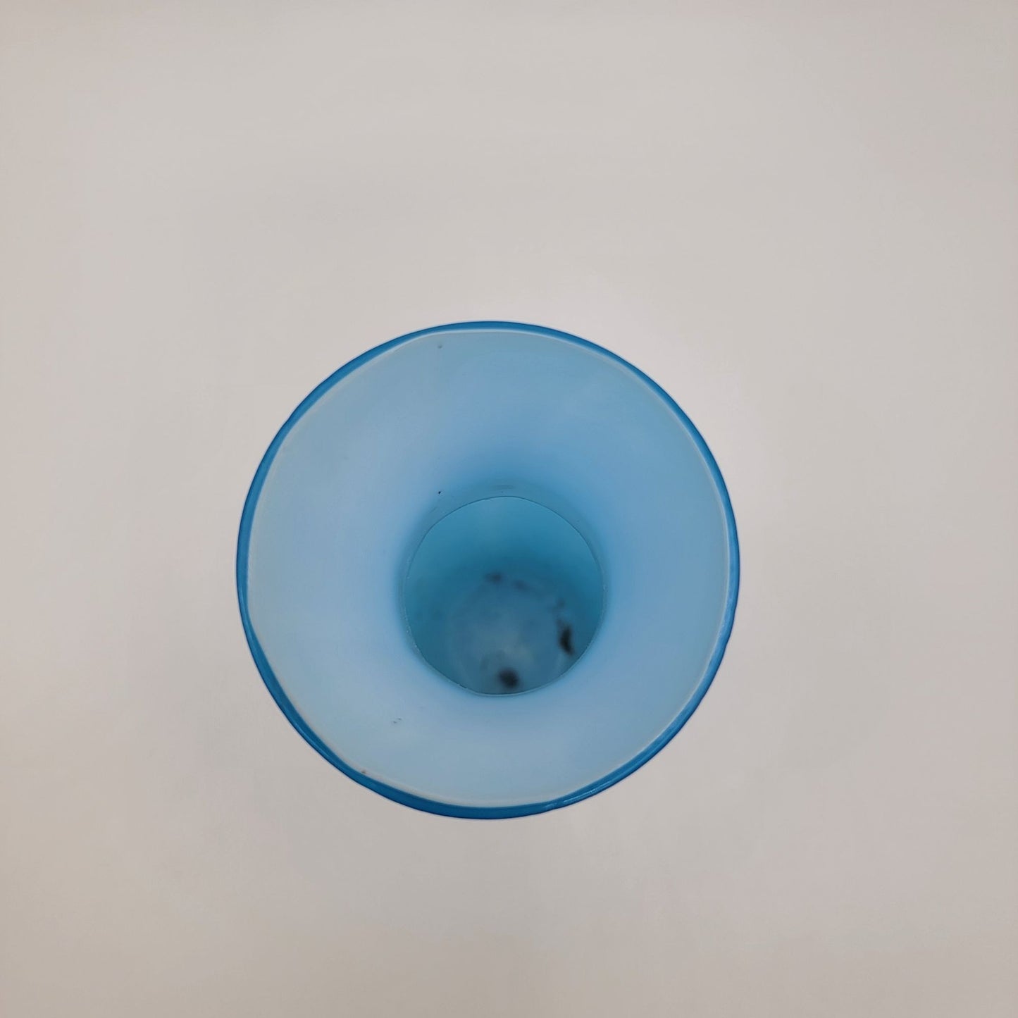 Vintage Cased Azure Blue Art Glass Vase