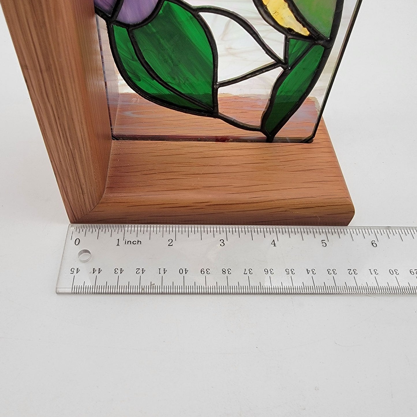 Stained Glass Hummingbird Bookend With Wood Base