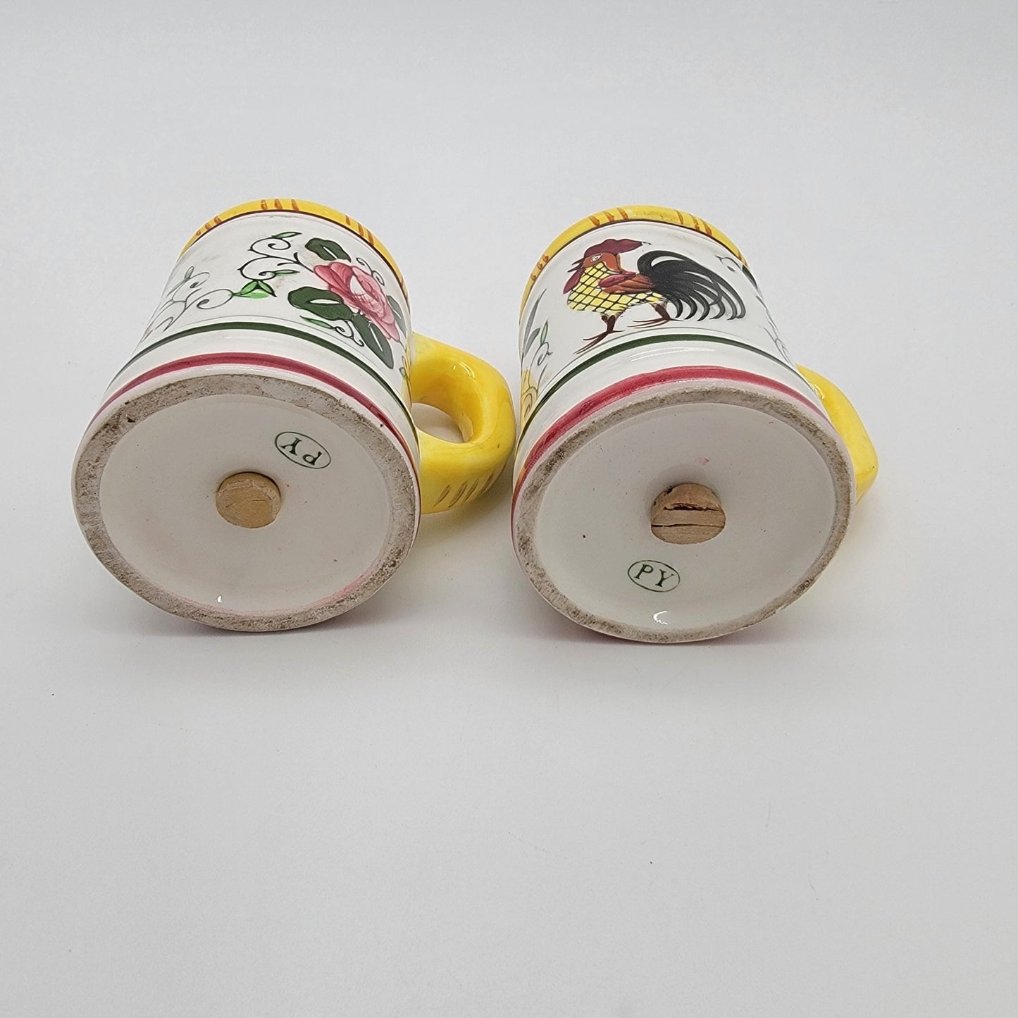 Ucagco PY Vintage Provincial Rooster & Roses Milk Pitcher & Salt And Pepper Shaker Set