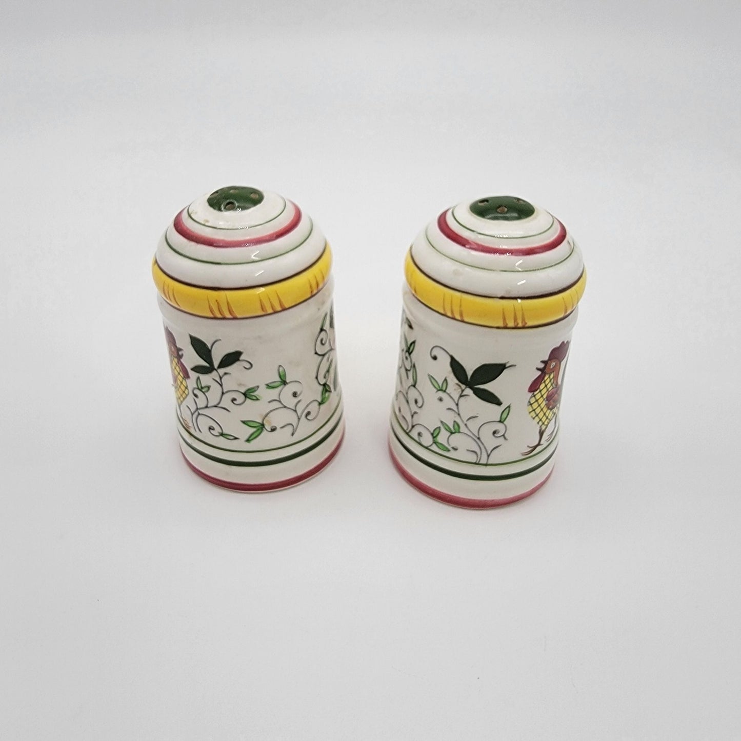 Ucagco PY Vintage Provincial Rooster & Roses Milk Pitcher & Salt And Pepper Shaker Set